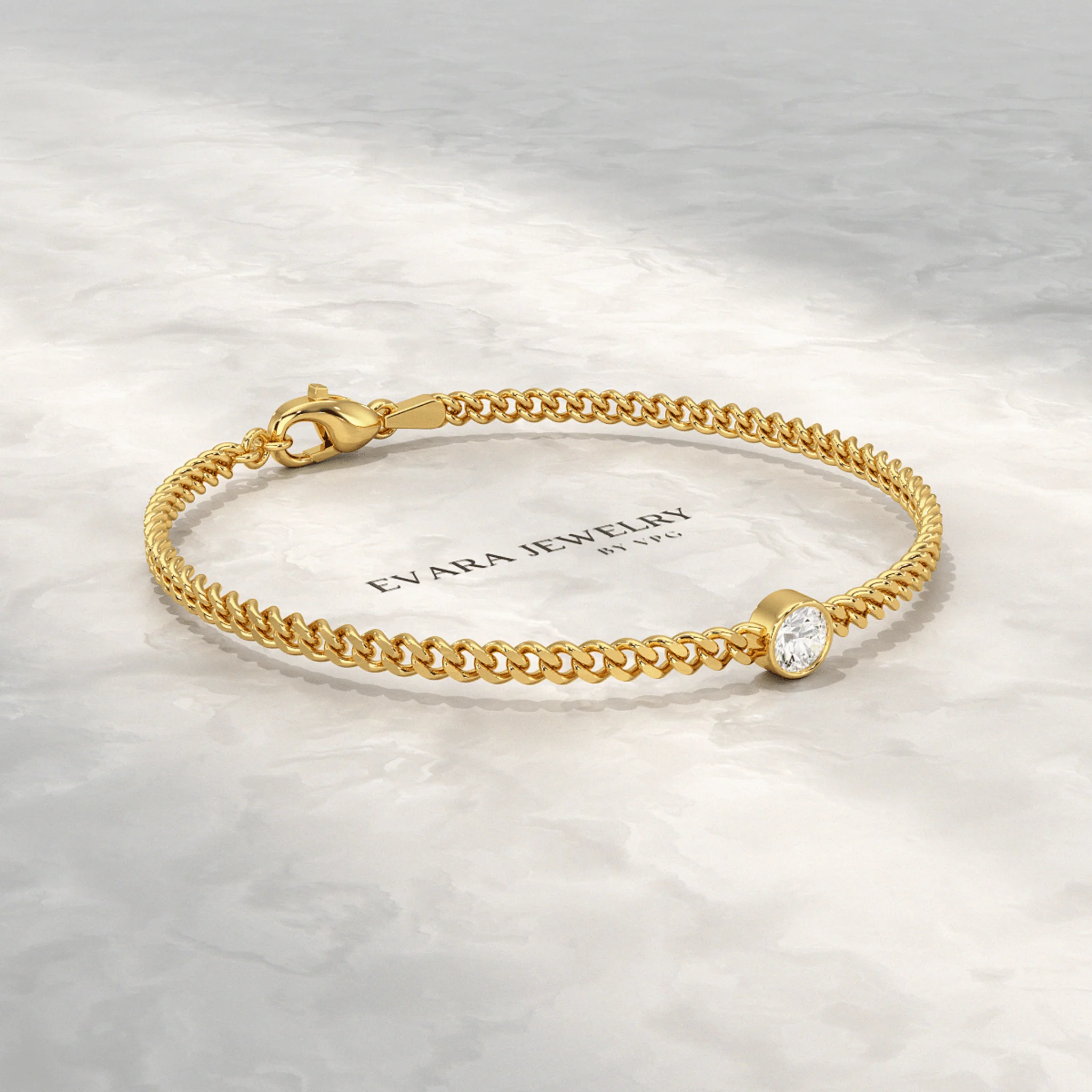 0.50 Carat Round Cut Diamond Solitaire Cuban Chain Bracelet - Image 4