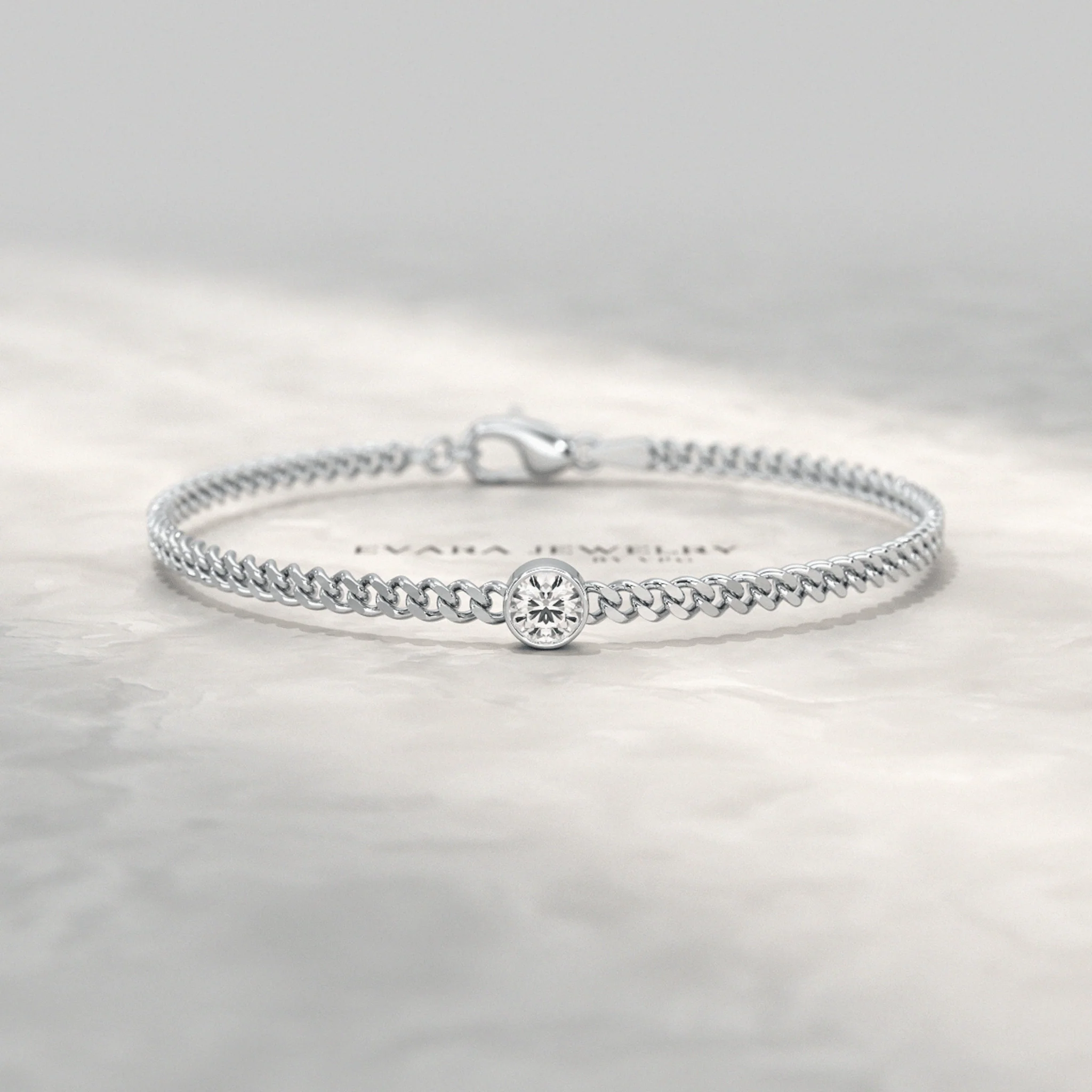 0.50 Carat Round Cut Diamond Solitaire Cuban Chain Bracelet - Image 6