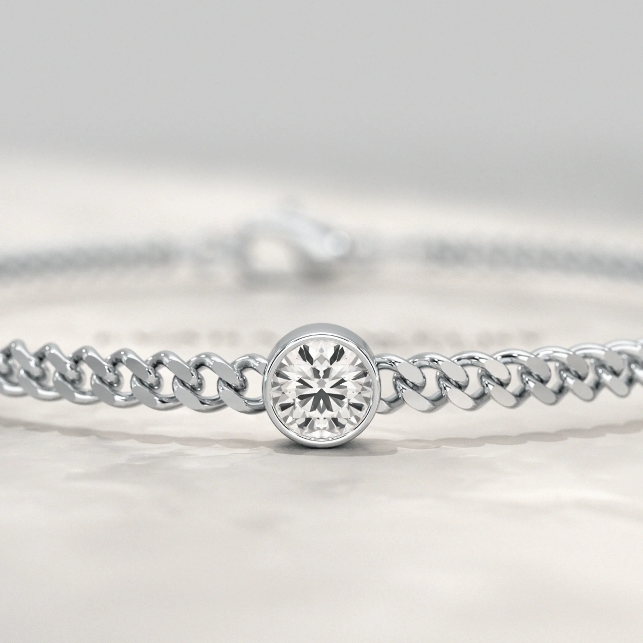 0.50 Carat Round Cut Diamond Solitaire Cuban Chain Bracelet - Image 7