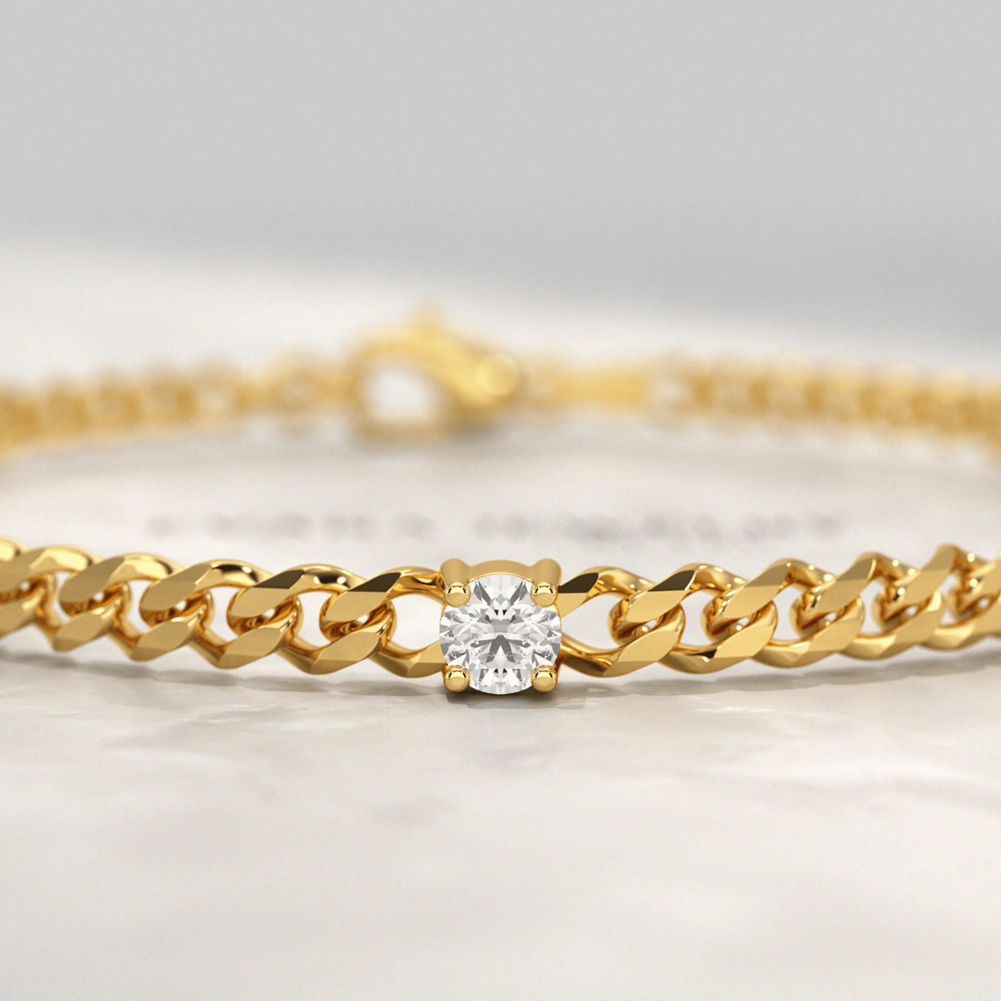 1.00 Carat Round Cut Diamond Cuban Chain Bracelet - Image 4