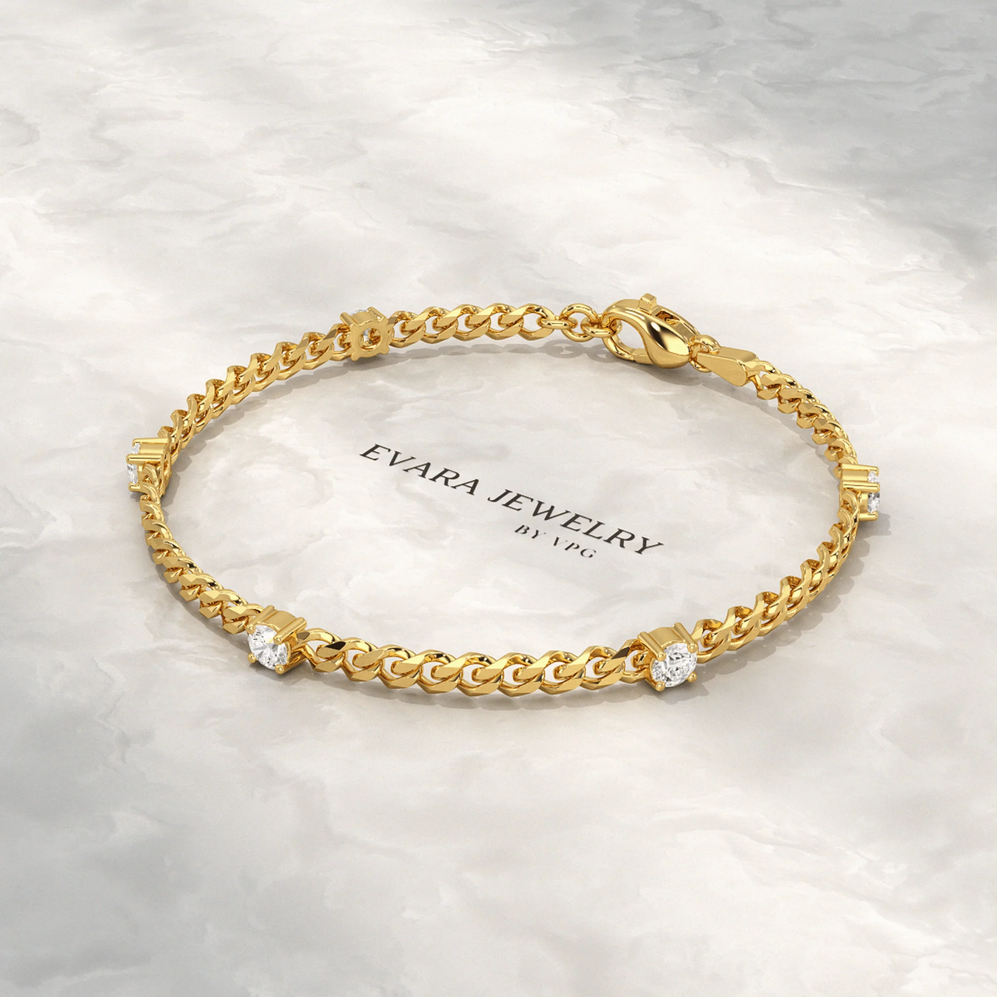 1.00 Carat Round Cut Diamond Cuban Chain Bracelet - Image 5