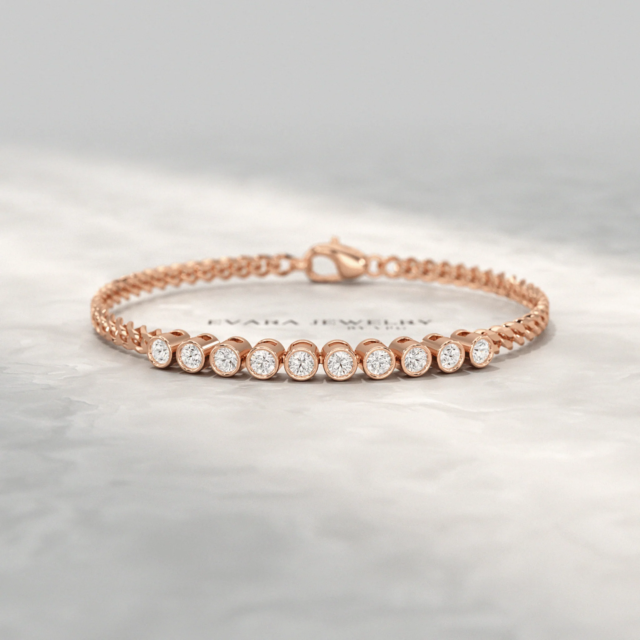 1.10 Carat Bezel Set Round Diamond Bracelet - Image 9
