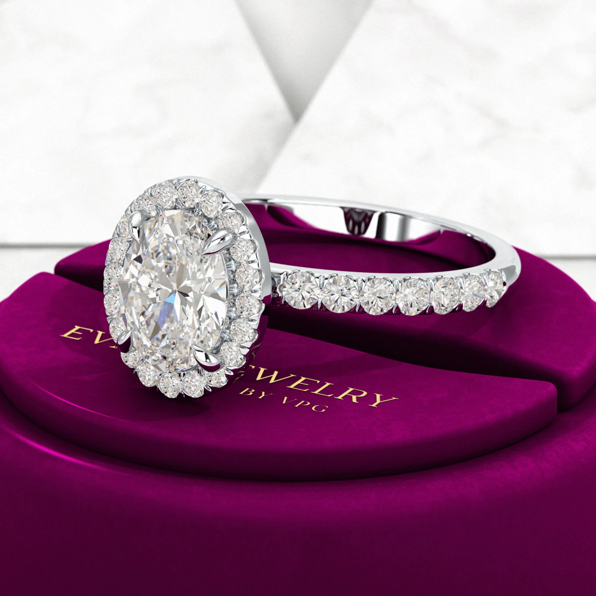 1.25 Carat Oval Cut Halo Diamond Engagement Ring - Image 10
