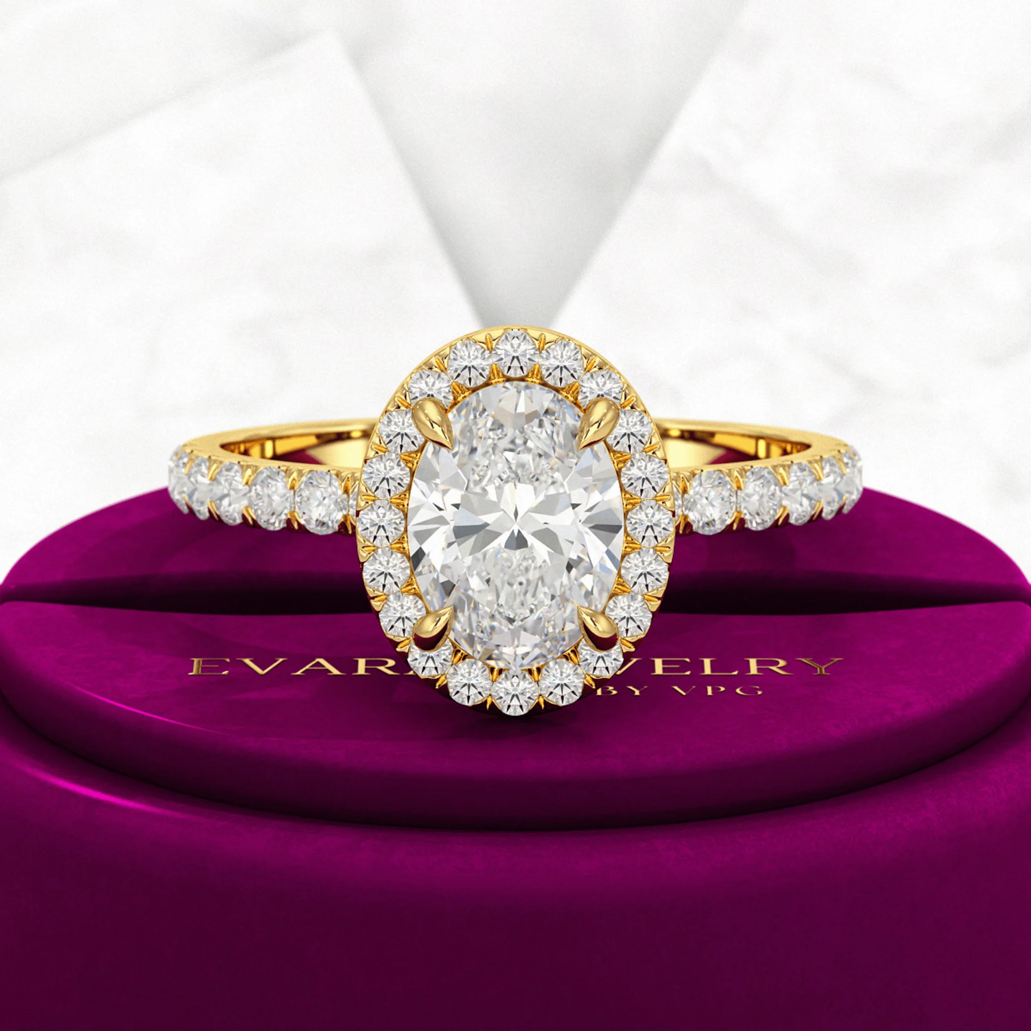 1.25 Carat Oval Cut Halo Diamond Engagement Ring - Image 3