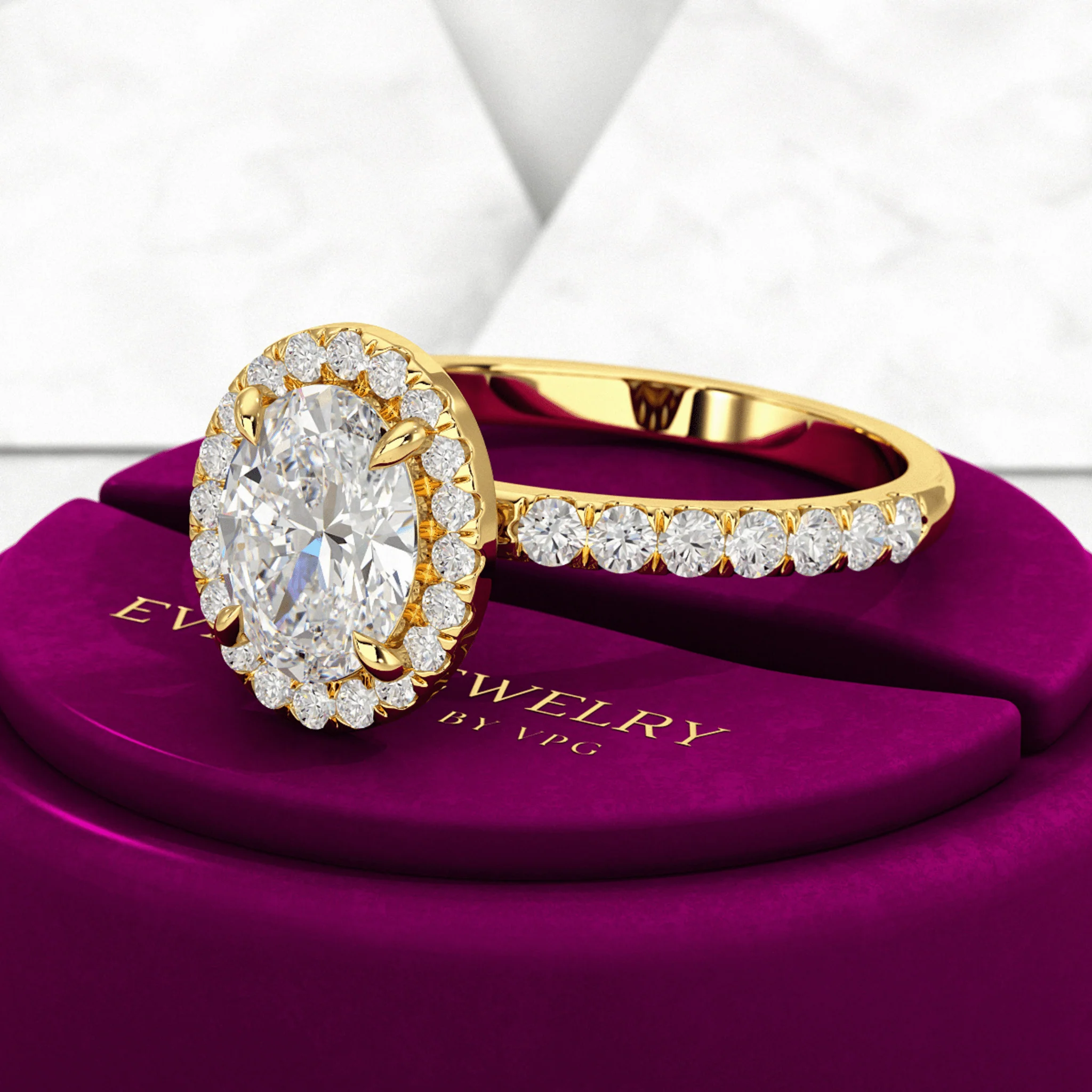 1.25 Carat Oval Cut Halo Diamond Engagement Ring - Image 4
