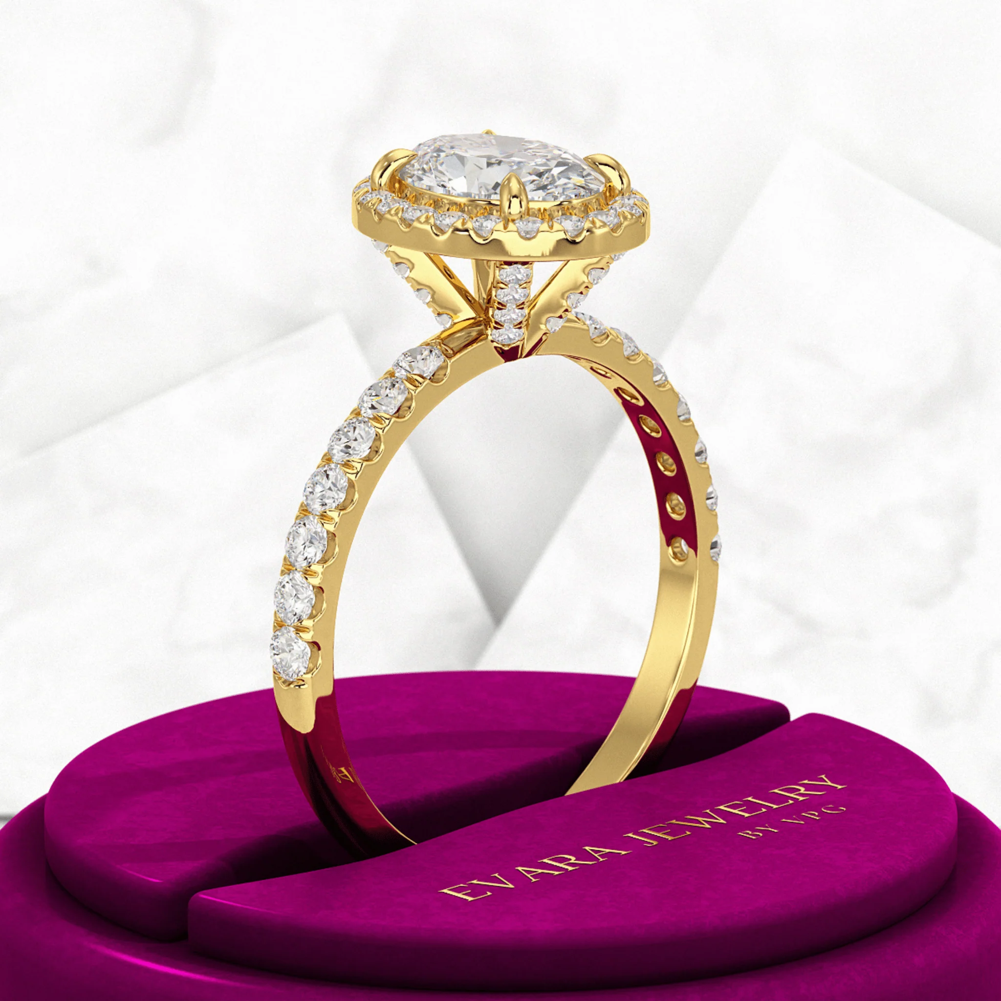 1.25 Carat Oval Cut Halo Diamond Engagement Ring - Image 5