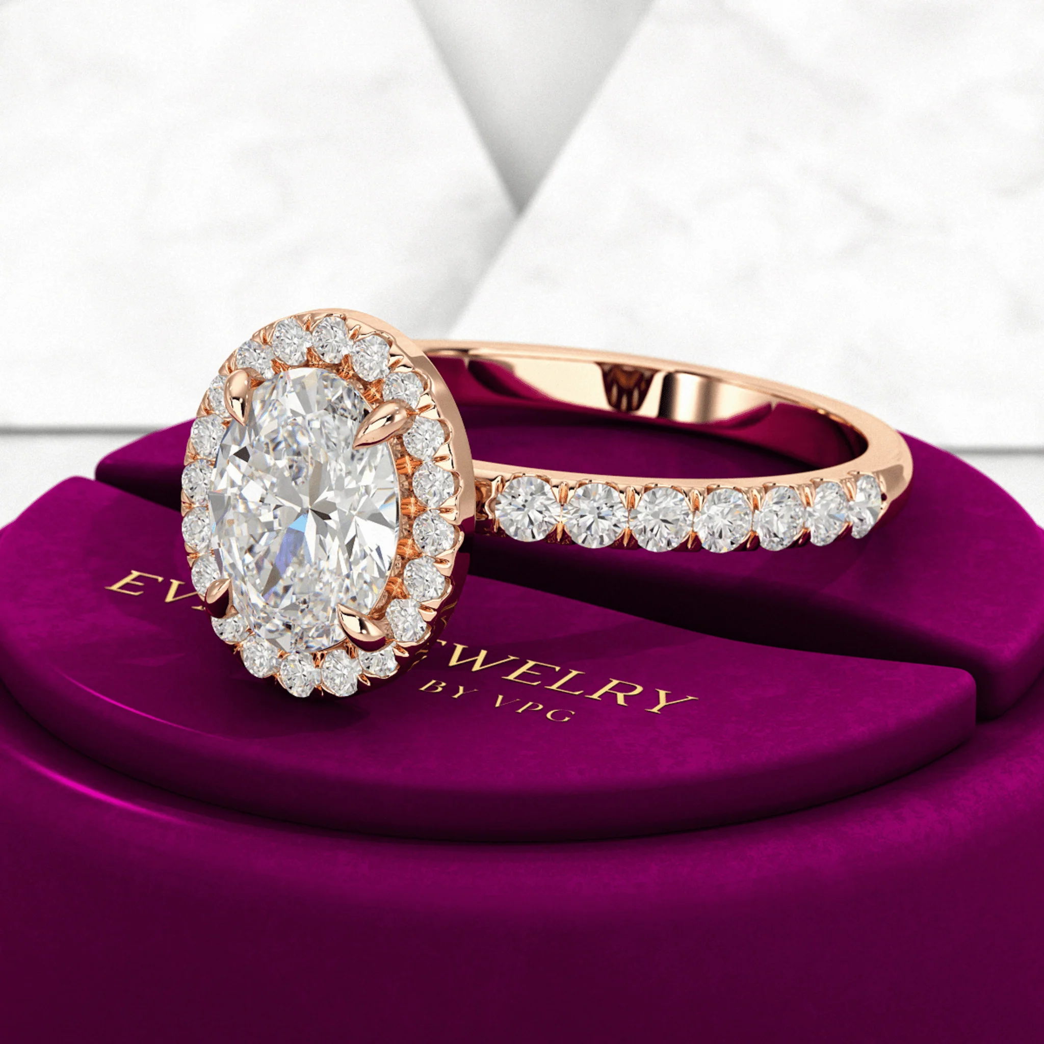 1.25 Carat Oval Cut Halo Diamond Engagement Ring - Image 8