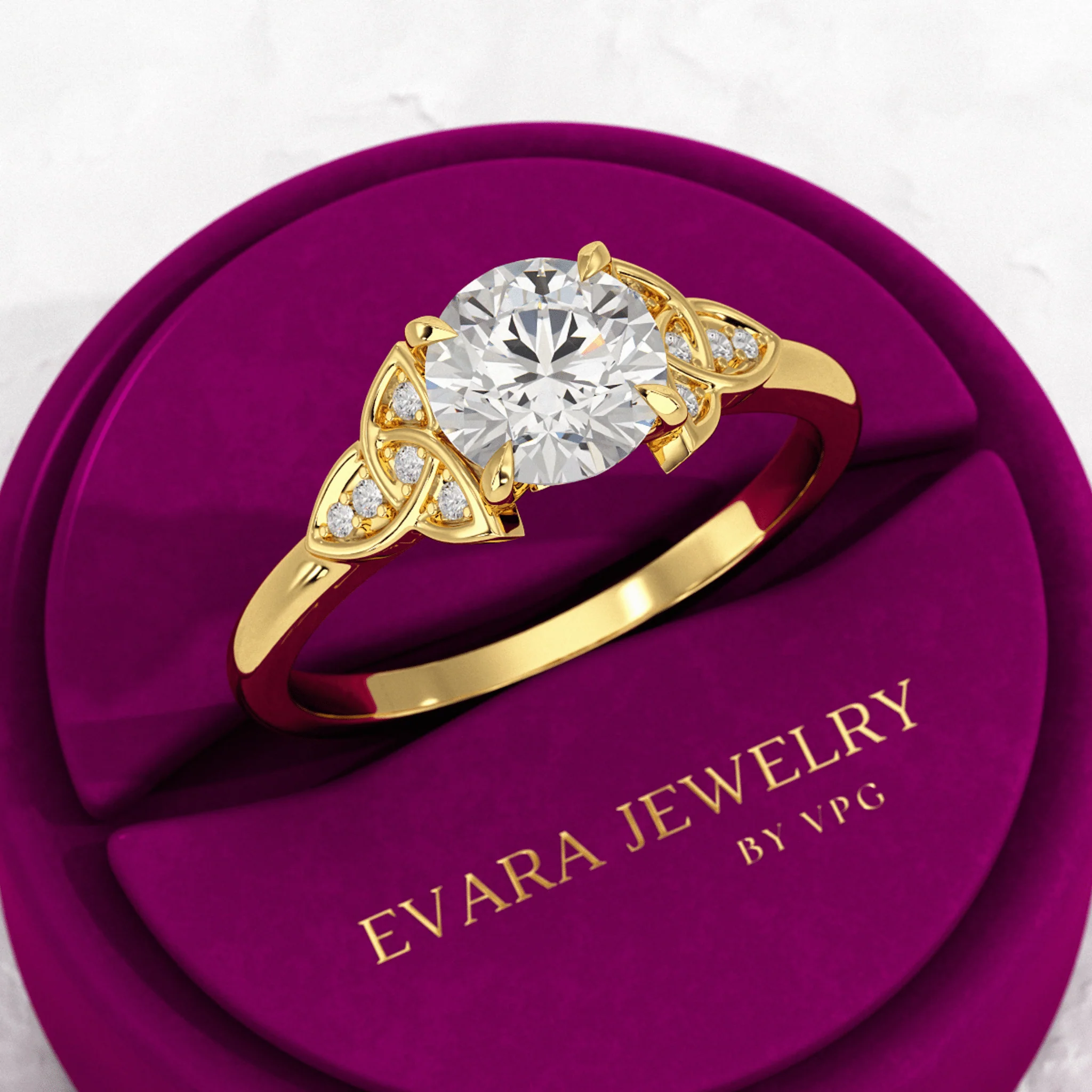 1.25 Carat Round Cut Diamond Art Deco Engagement Ring