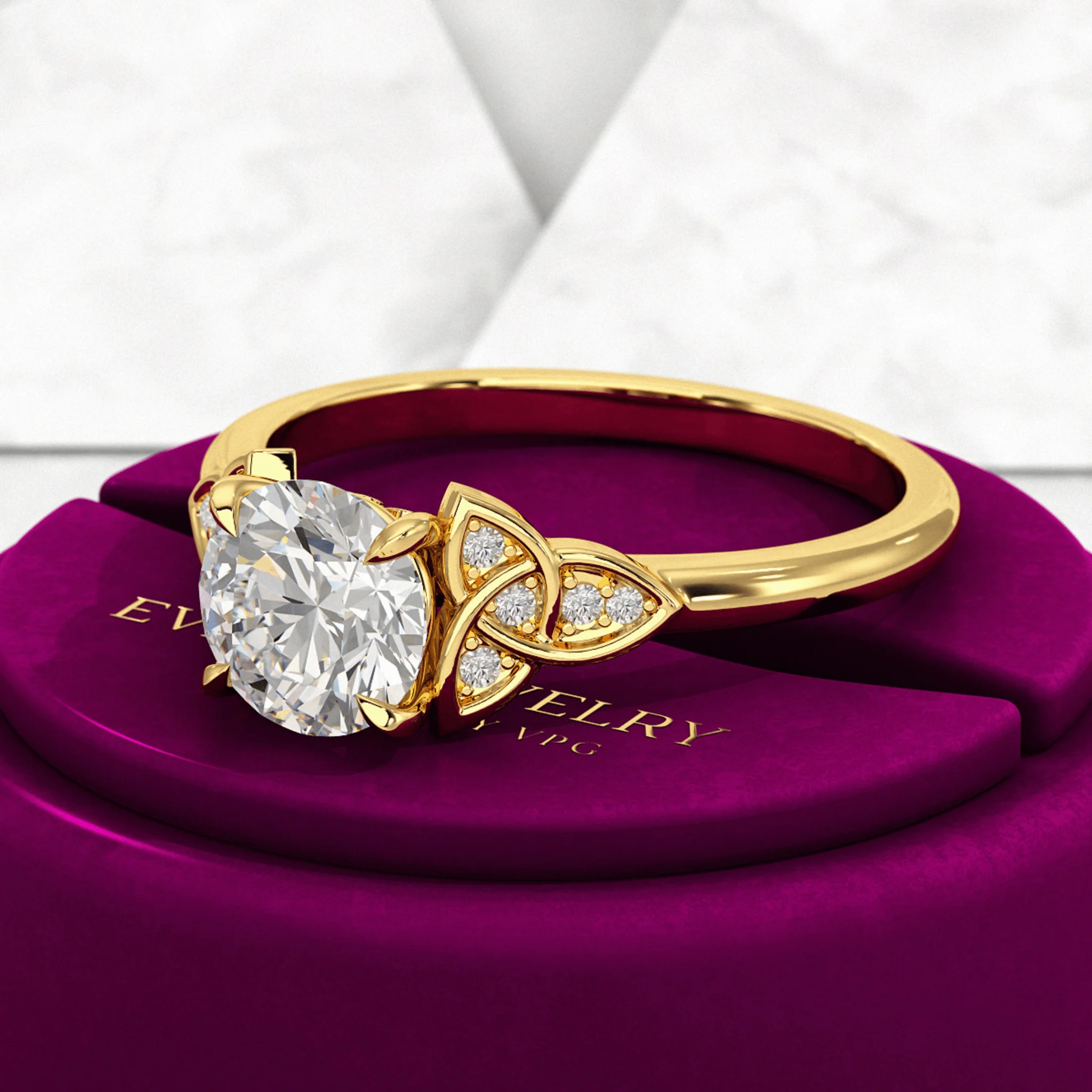 1.25 Carat Round Cut Diamond Art Deco Engagement Ring - Image 4