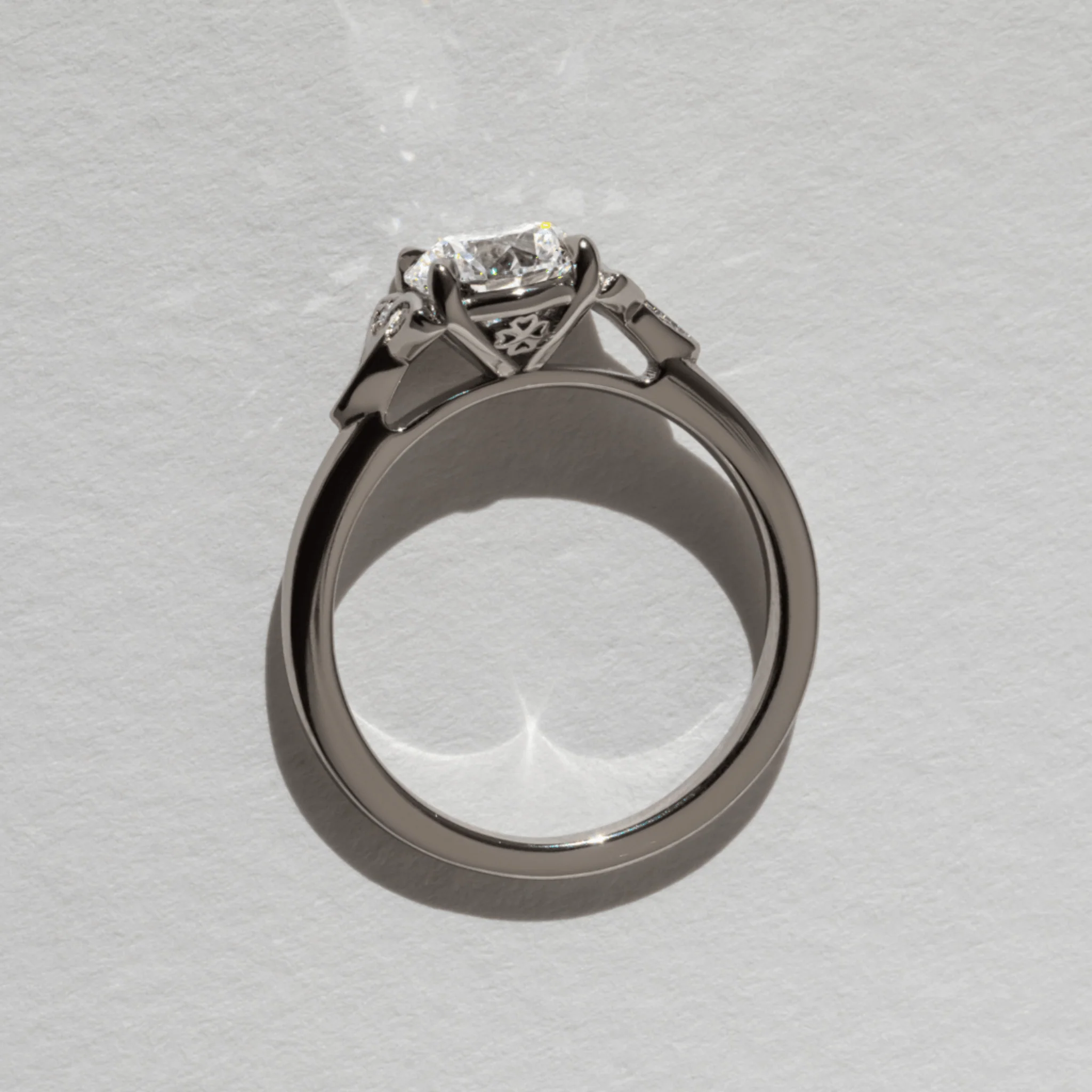1.25 Carat Round Cut Diamond Art Deco Engagement Ring - Image 9