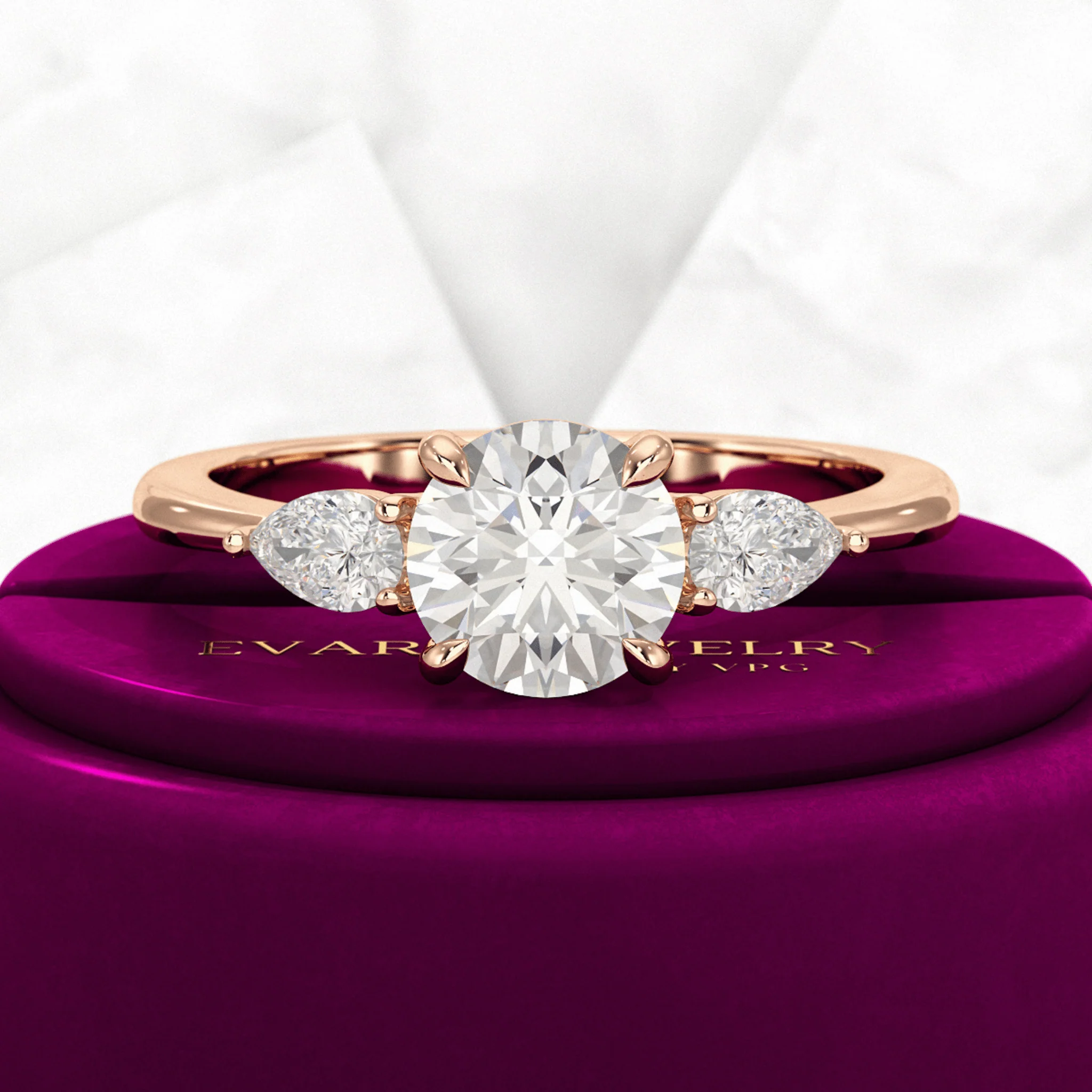 1.25 Carat Round Cut Diamond Three Stone Engagement Ring - Image 10