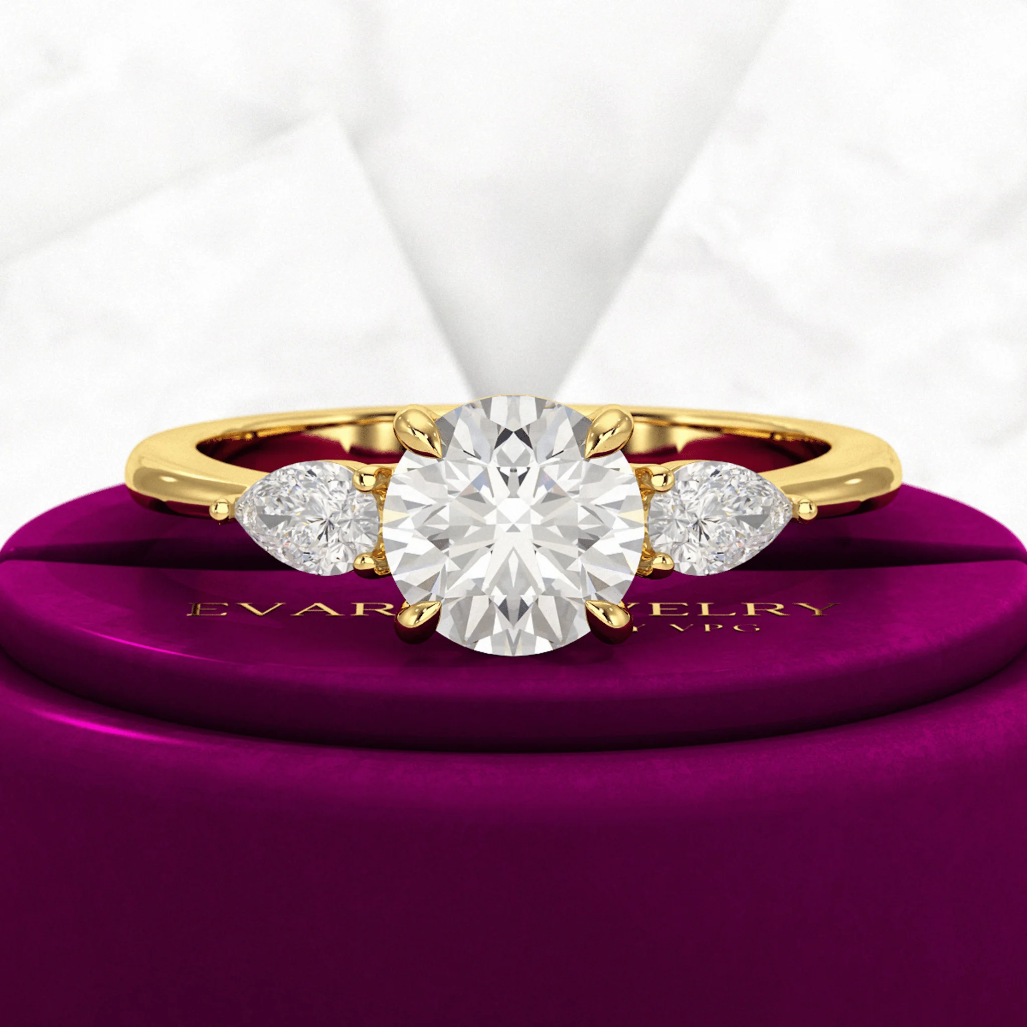 1.25 Carat Round Cut Diamond Three Stone Engagement Ring - Image 5