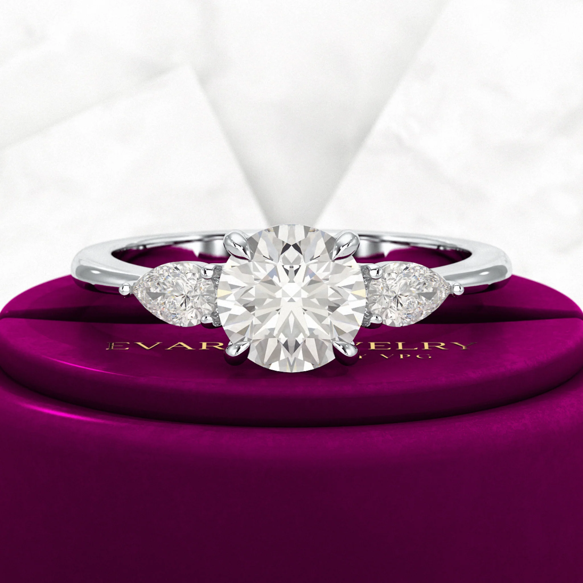 1.25 Carat Round Cut Diamond Three Stone Engagement Ring - Image 8