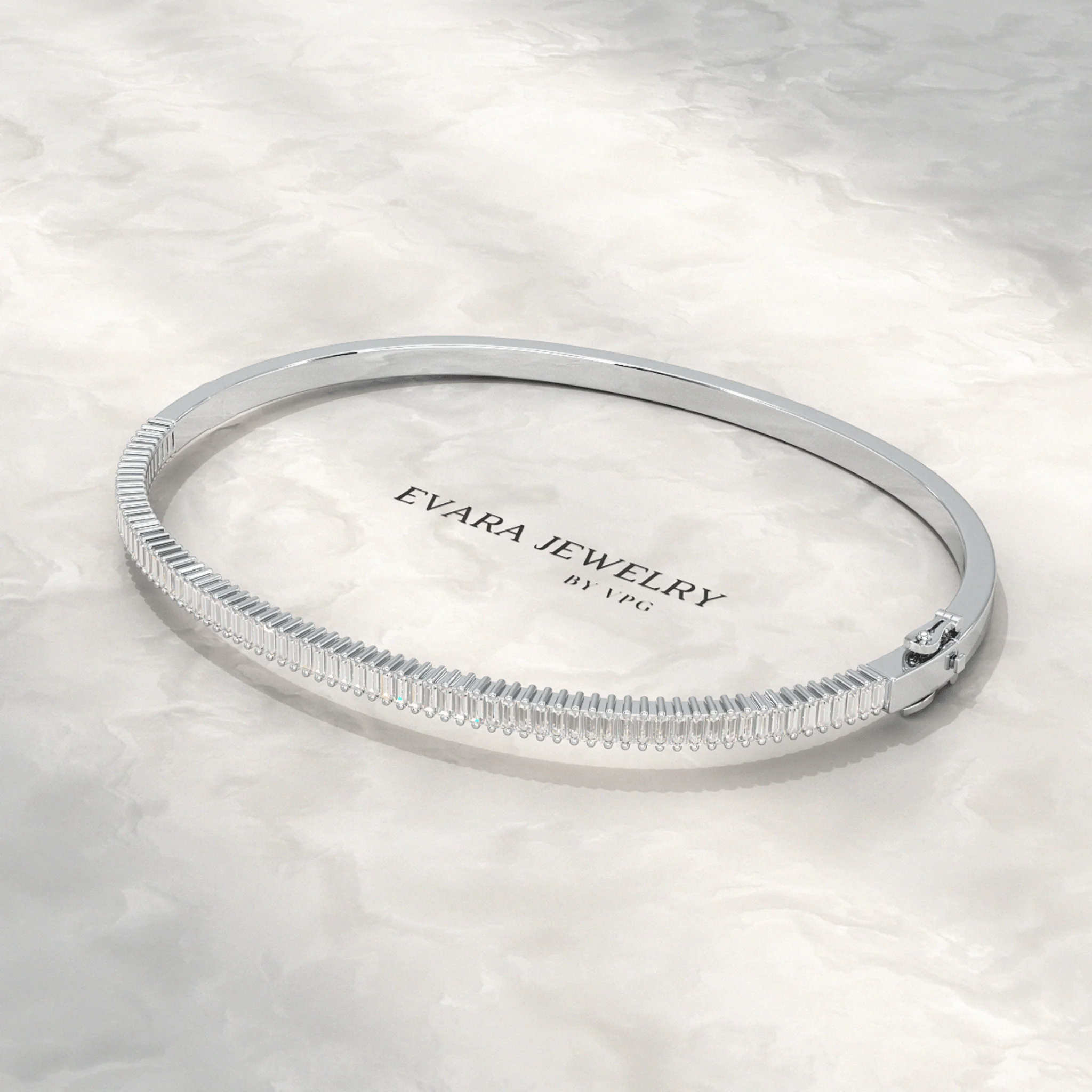 1.35 Carats Diamond Baguette Bangle Bracelet - Image 9