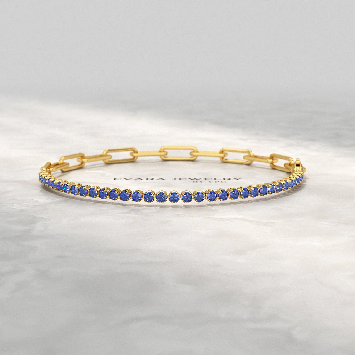 1.36 Carat Natural Blue Sapphire Paperclip 50-50 Tennis Bracelet - Image 7