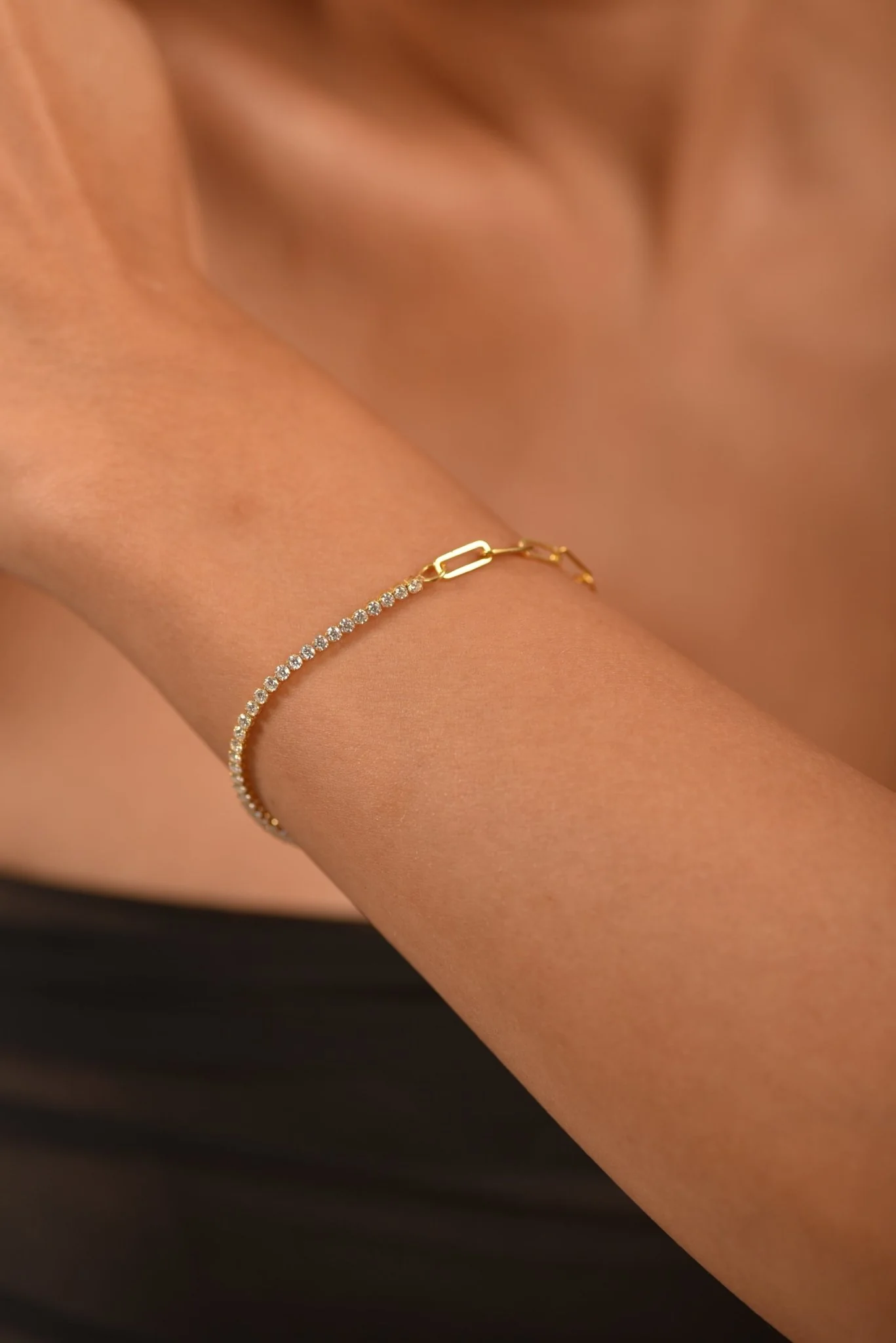 1.38 Carats Diamond & Paperclip 50-50 Tennis Bracelet - Lab Grown Diamond - Image 2