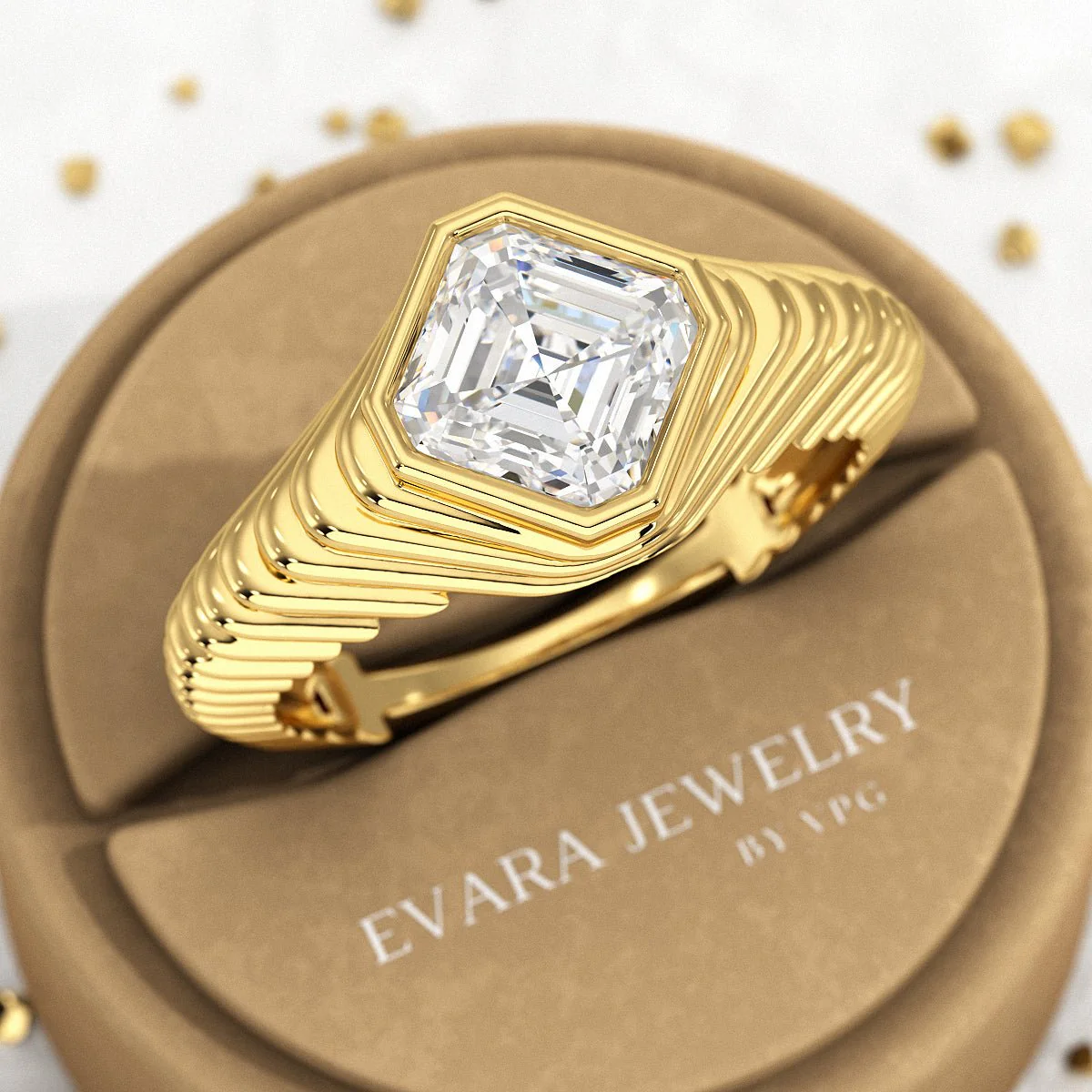 1.50 Carat Asscher Cut Diamond Chunky Bombe Ring - Image 3