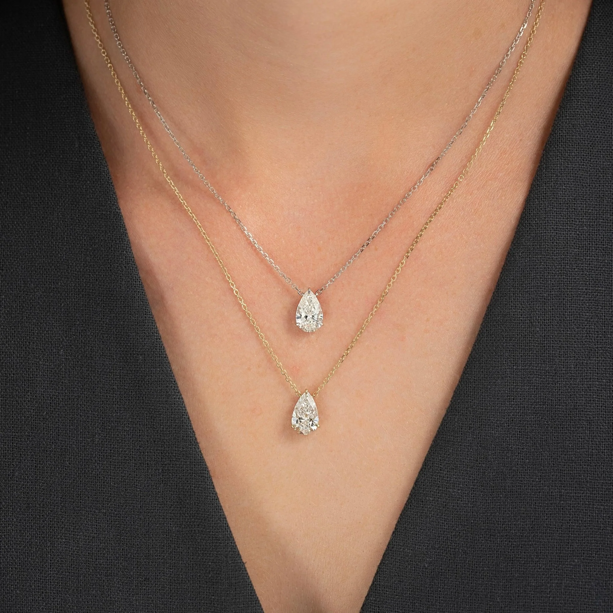 1.50 Carat Dainty Pear Diamond Pendant Necklace for Women - Image 3