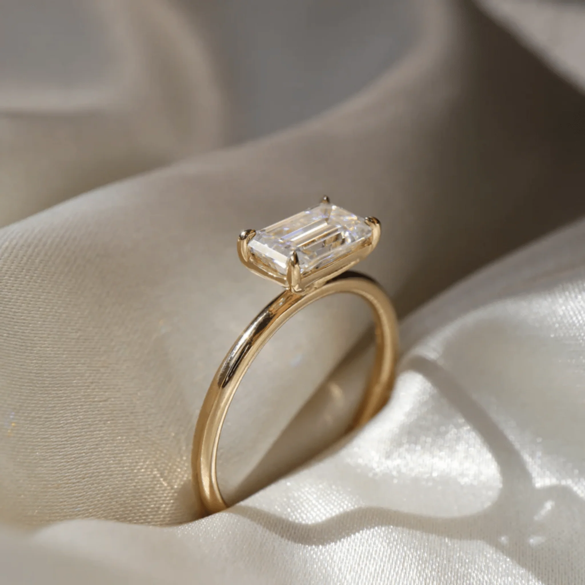 1.50 Carat East West Emerald Cut Wedding Ring - Image 8
