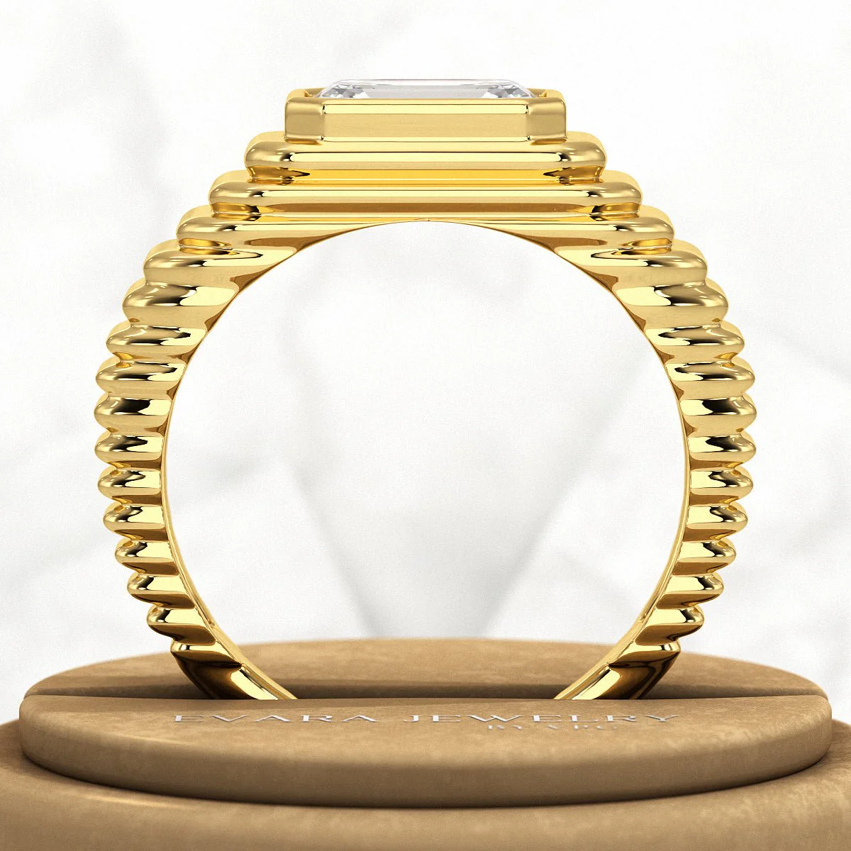 1.50 Carat Emerald Cut Diamond Chunky Bombe Ring - Image 6