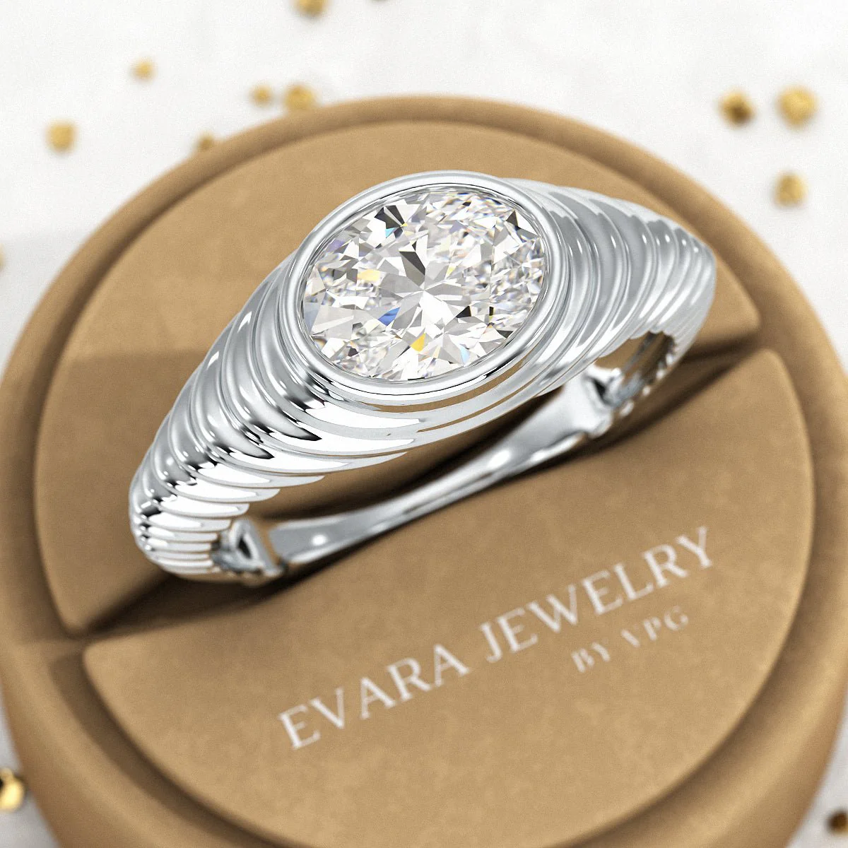 1.50 Carat Oval Cut Diamond Chunky Bombe Signet Ring - Image 10