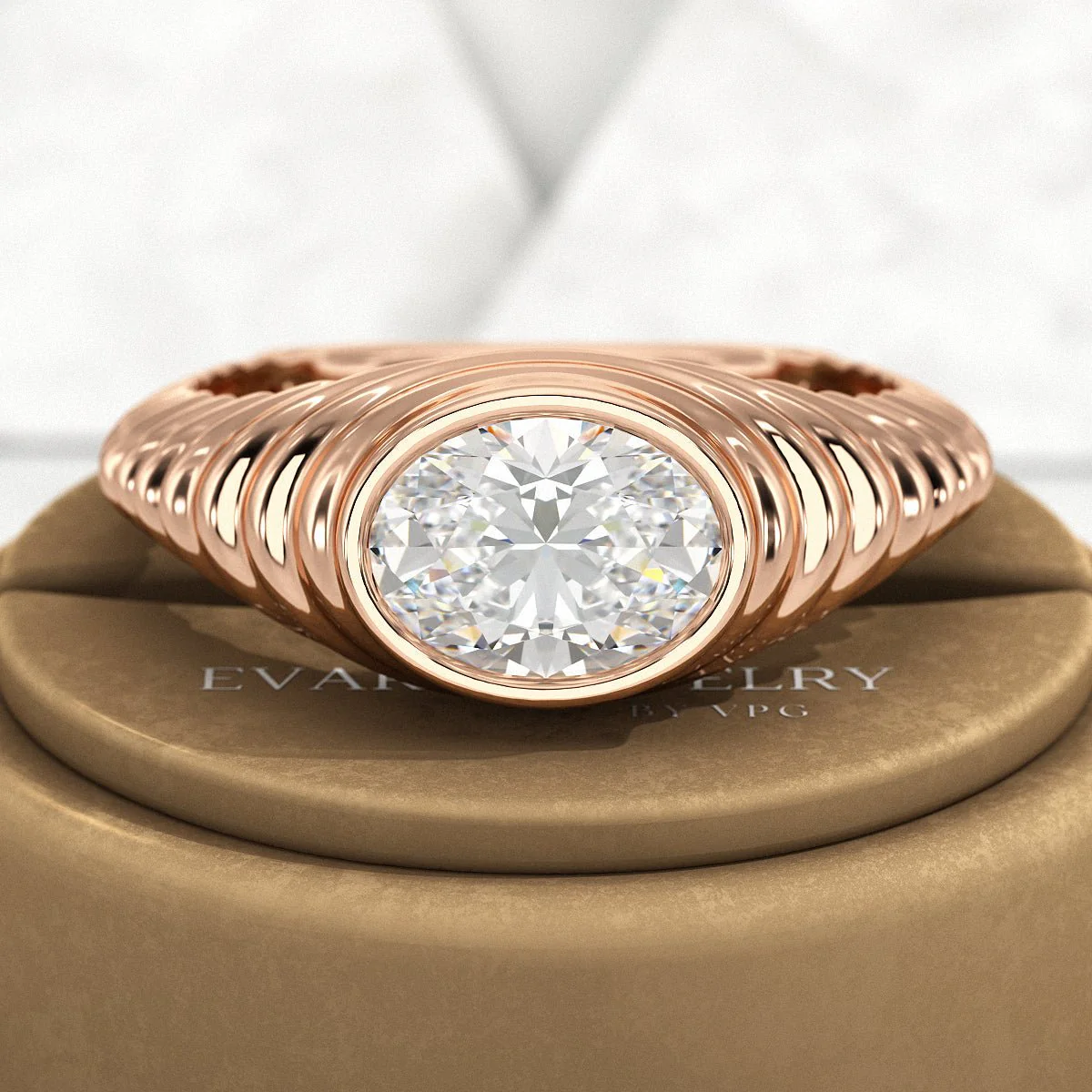 1.50 Carat Oval Cut Diamond Chunky Bombe Signet Ring - Image 7