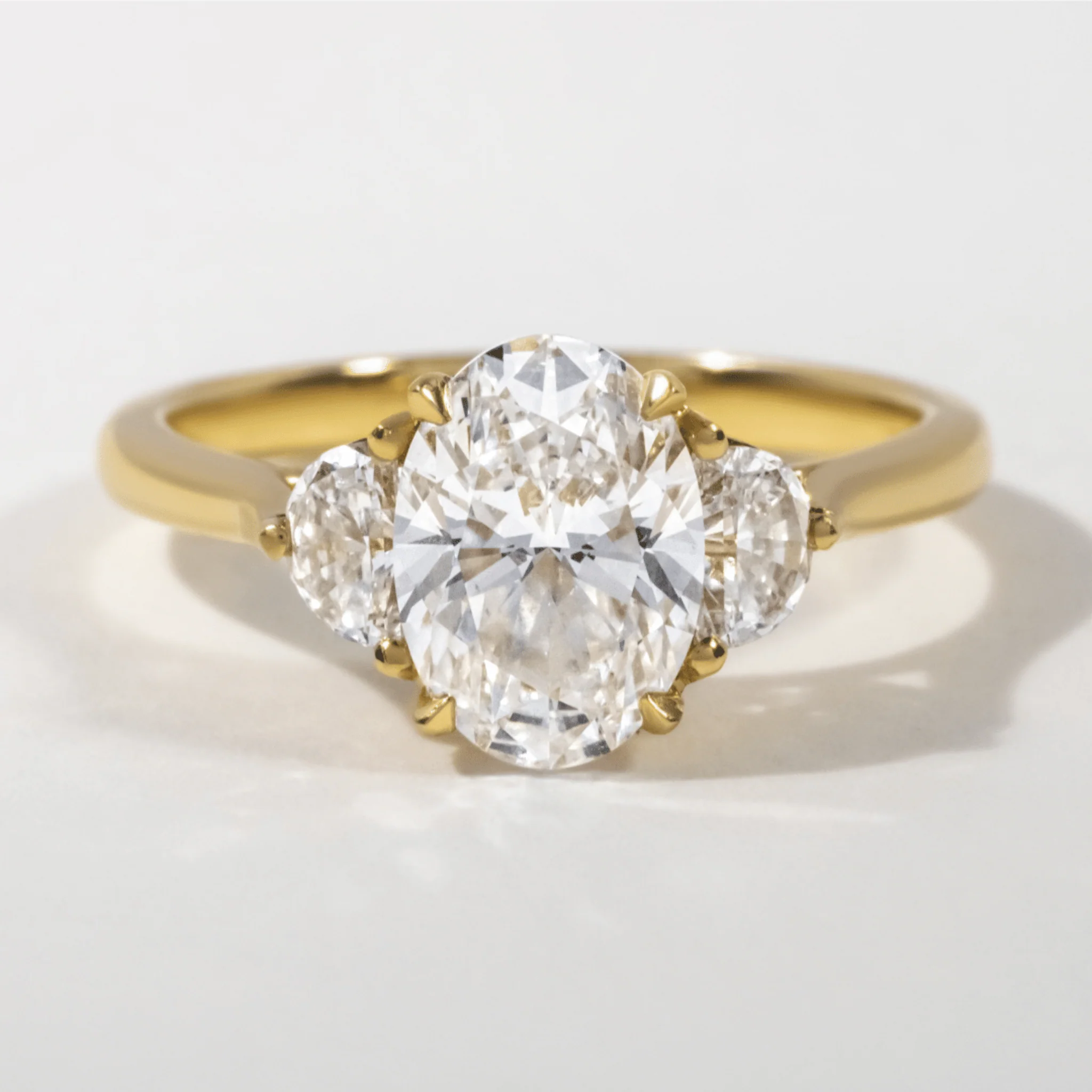1.50 Carat Oval Diamond Engagement Ring with Half Moon Stones - Image 6