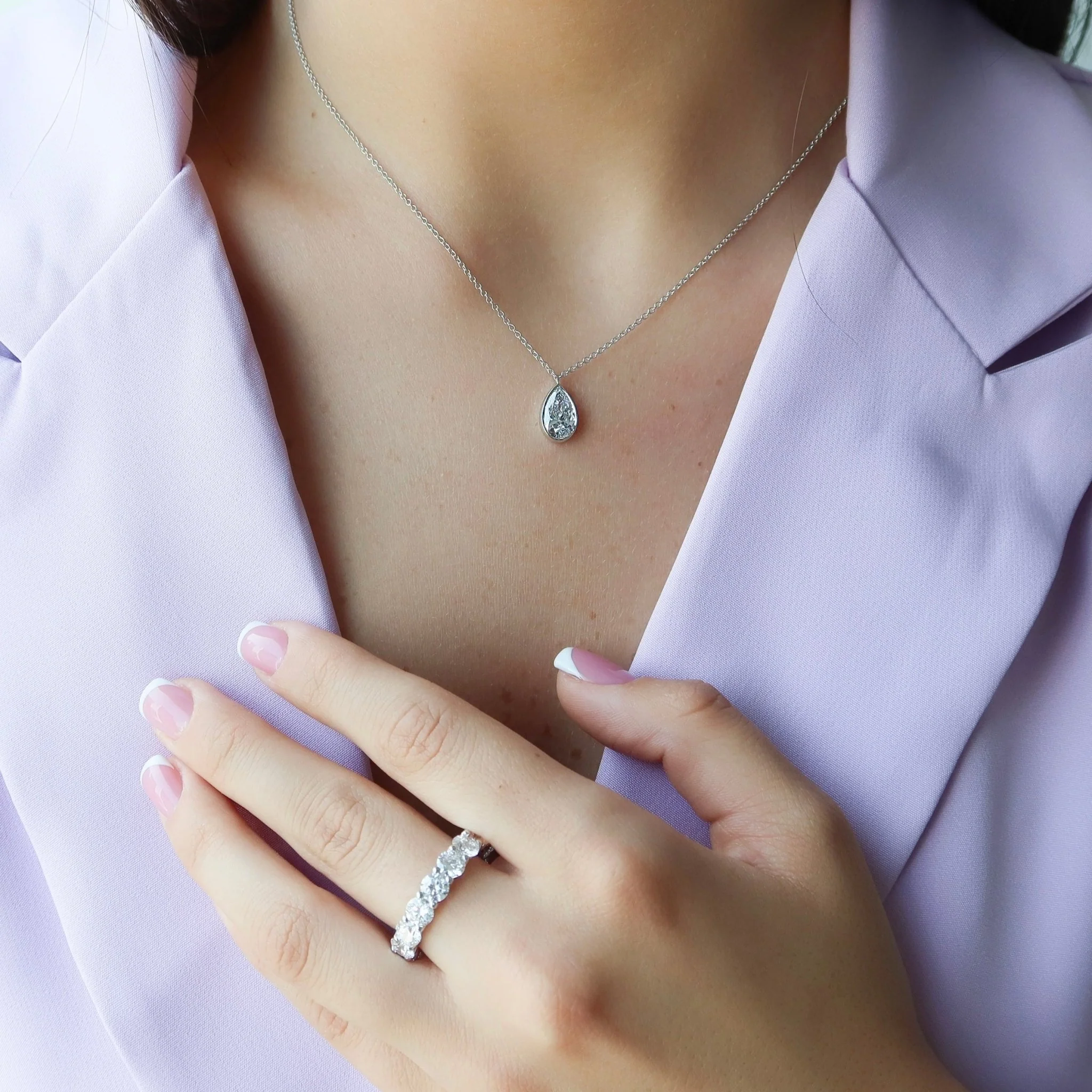 1.50 Carat Pear Cut Diamond Bezel Pendant - Image 3