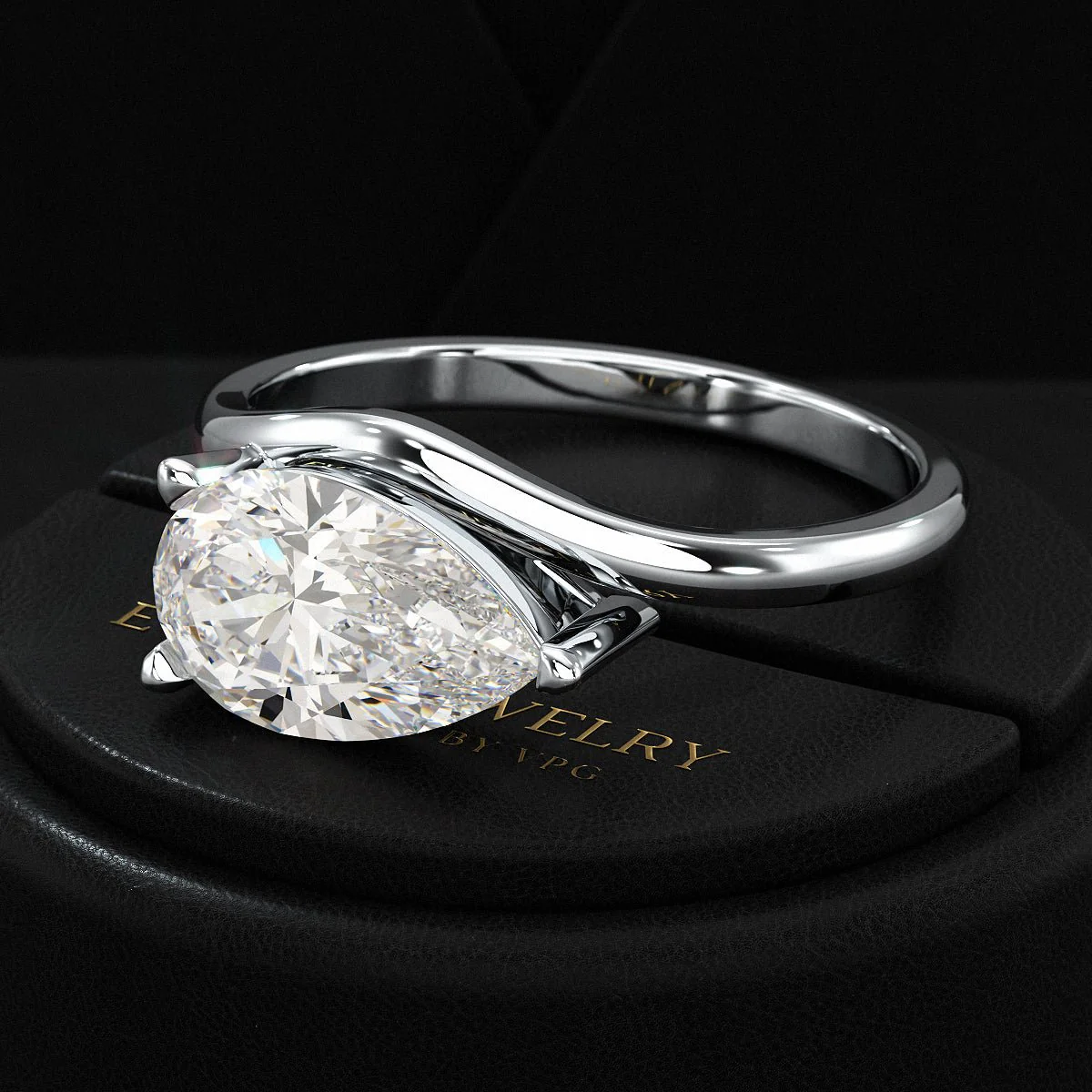 1.50 Carat Pear Cut East West Engagement Ring - Image 11