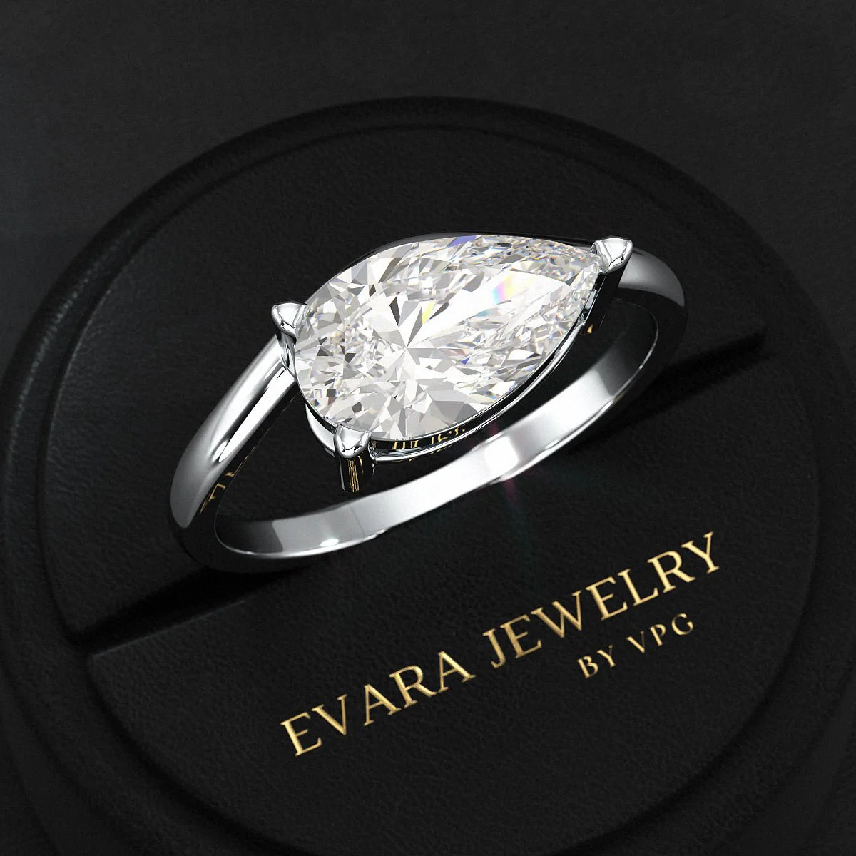 1.50 Carat Pear Cut East West Engagement Ring - Image 12
