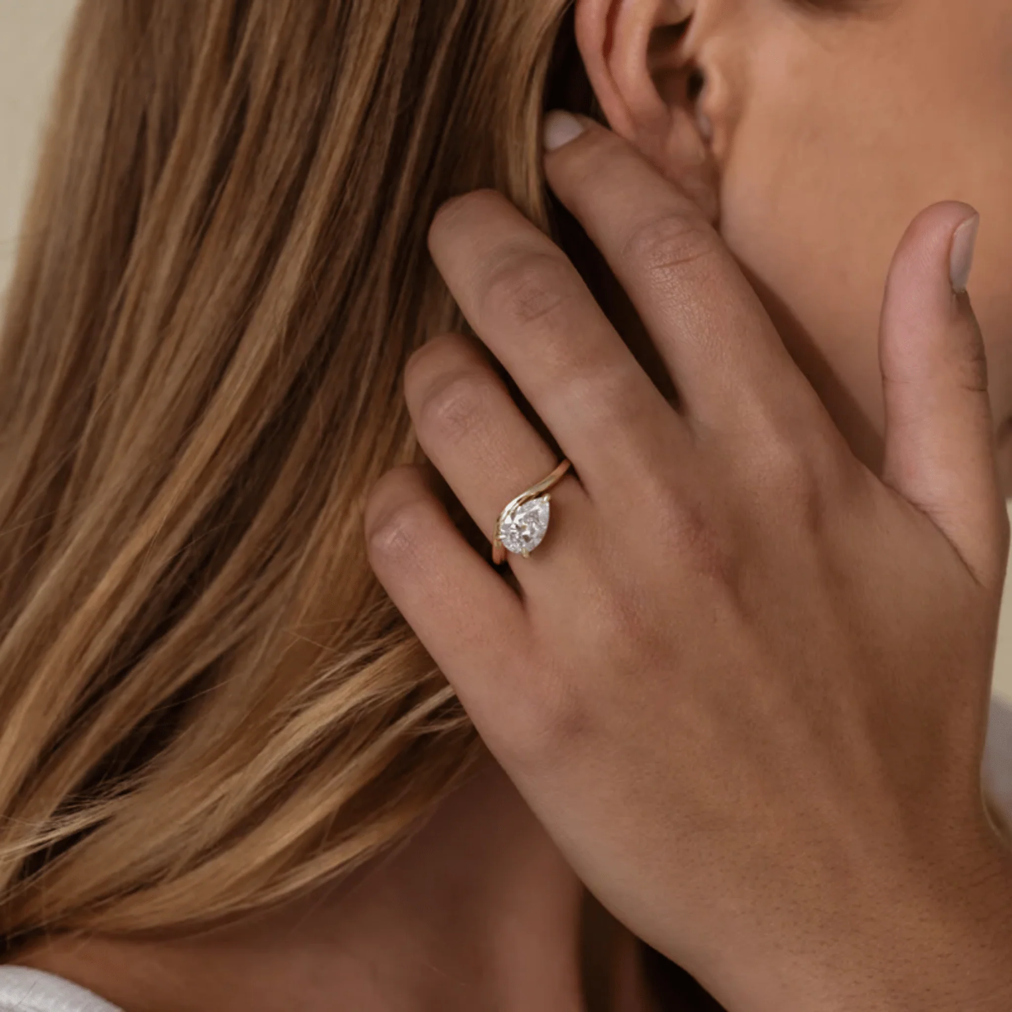 1.50 Carat Pear Cut East West Engagement Ring - Image 3