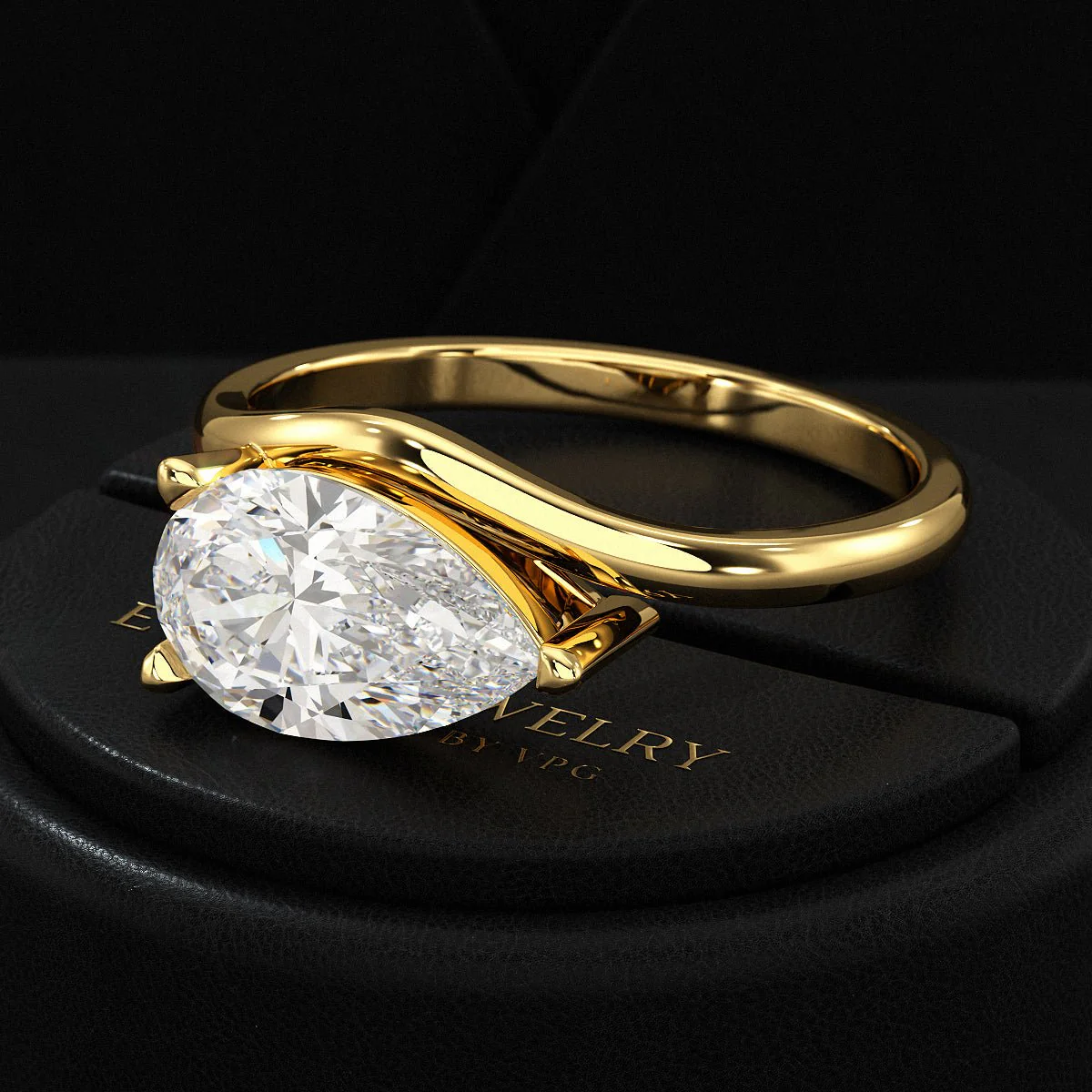 1.50 Carat Pear Cut East West Engagement Ring - Image 6