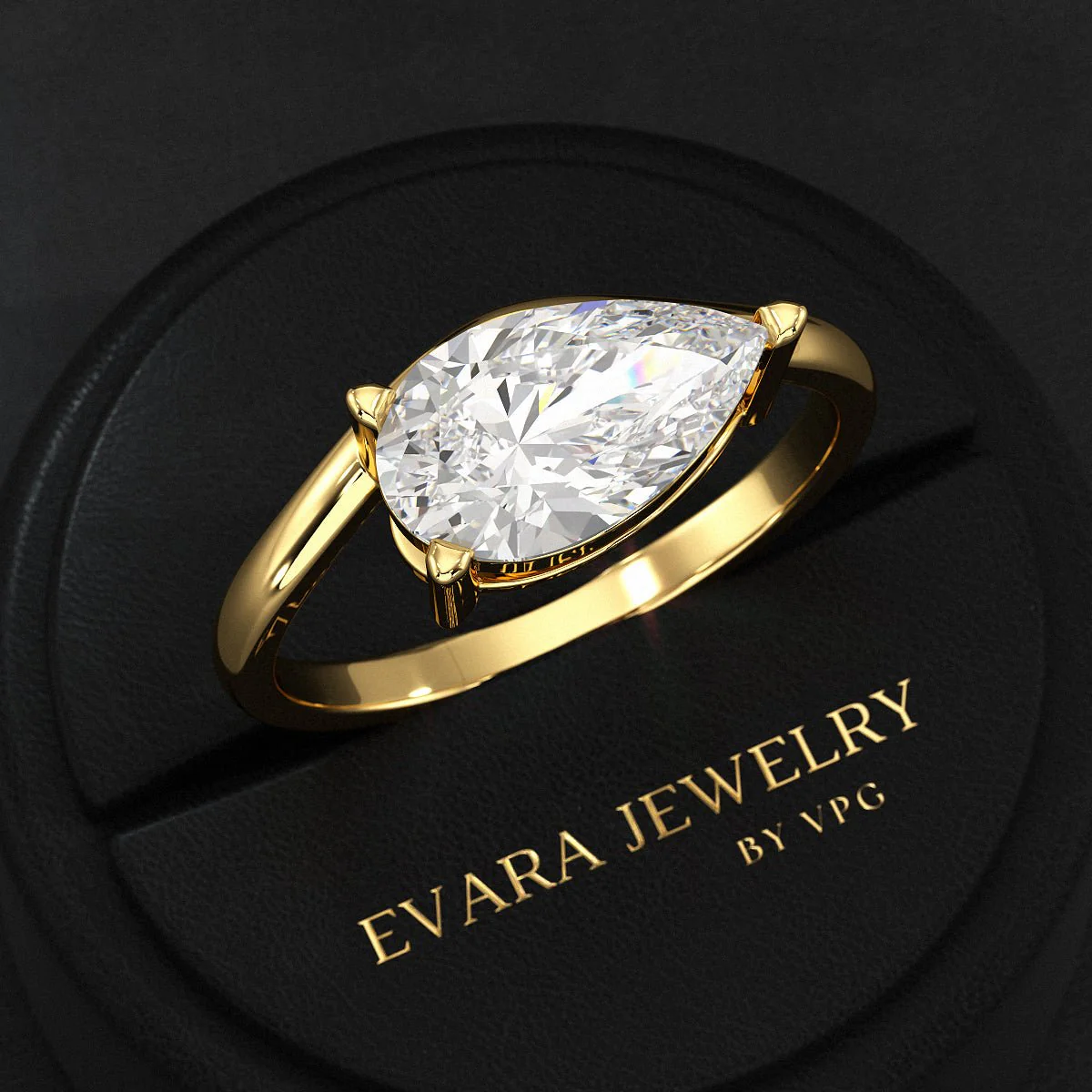 1.50 Carat Pear Cut East West Engagement Ring - Image 8
