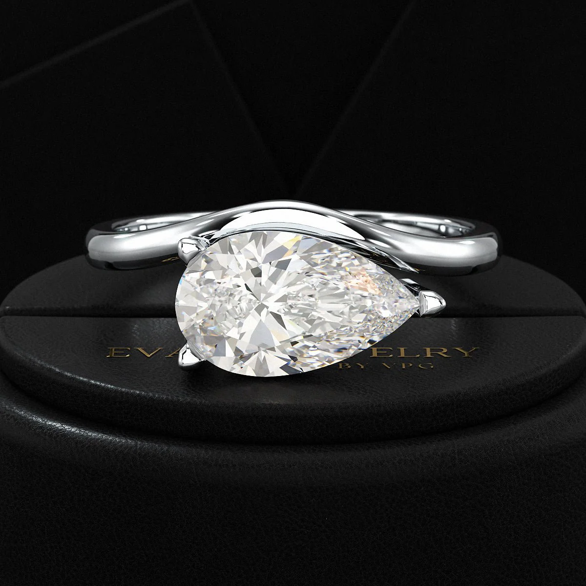 1.50 Carat Pear Cut East West Engagement Ring - Image 9