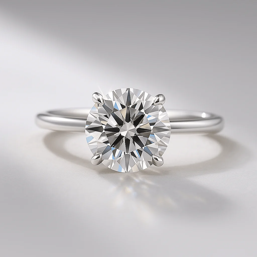 1.50 Carat Round Cut Hidden Halo Minimalist Engagement Ring - Image 13