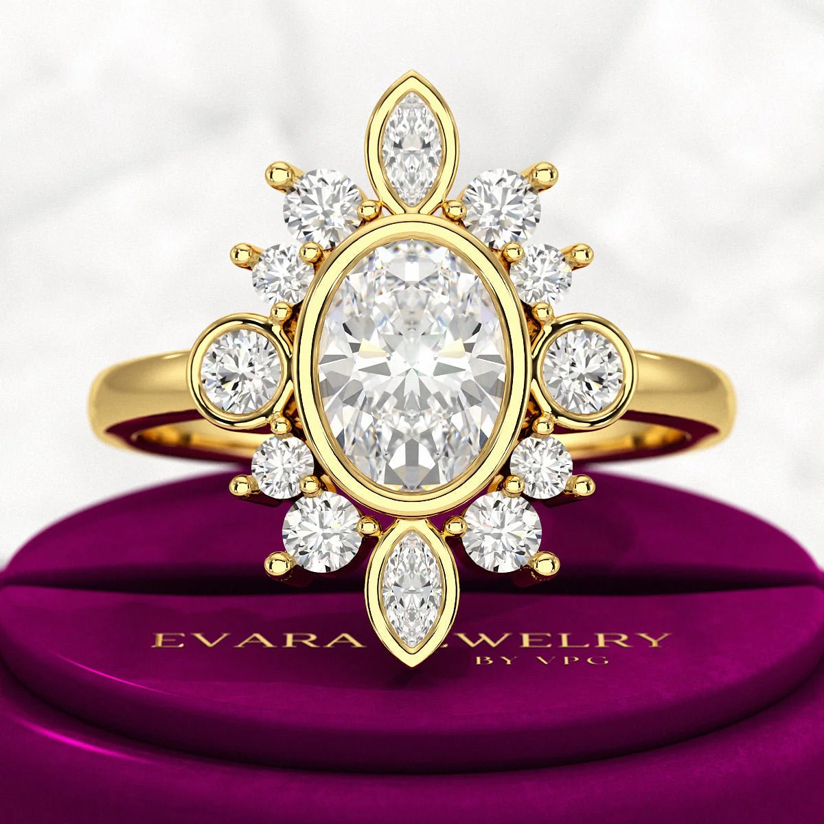 1.72 TCW Oval Diamond Art Deco Wedding Ring - Image 5