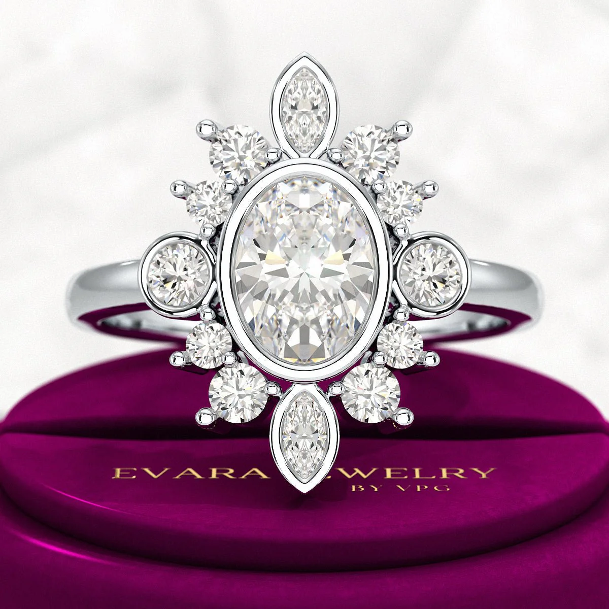 1.72 TCW Oval Diamond Art Deco Wedding Ring - Image 8