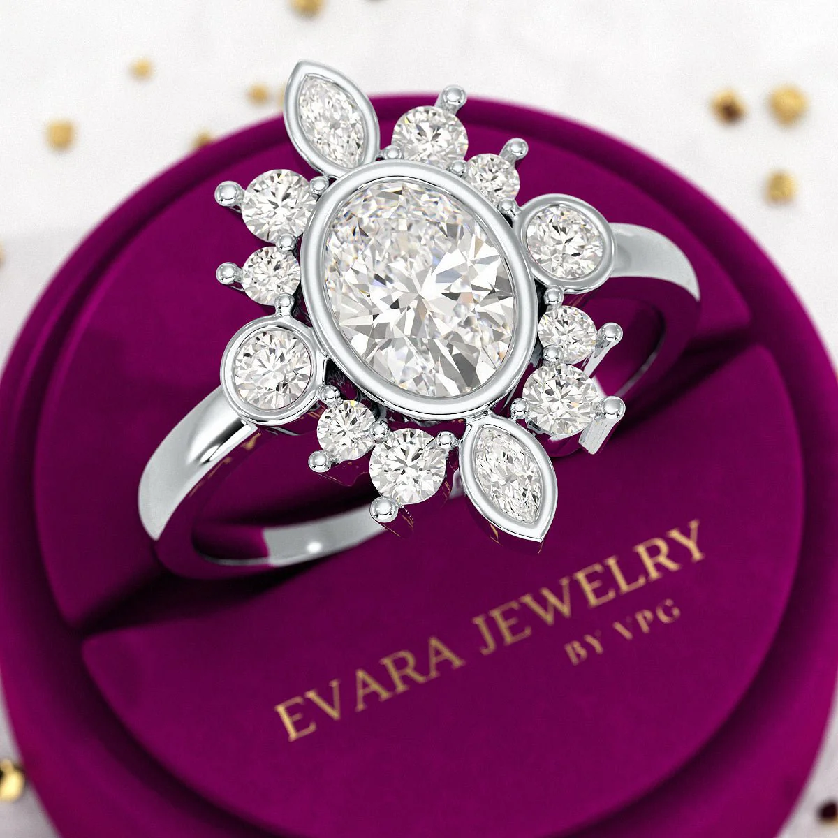 1.72 TCW Oval Diamond Art Deco Wedding Ring - Image 9