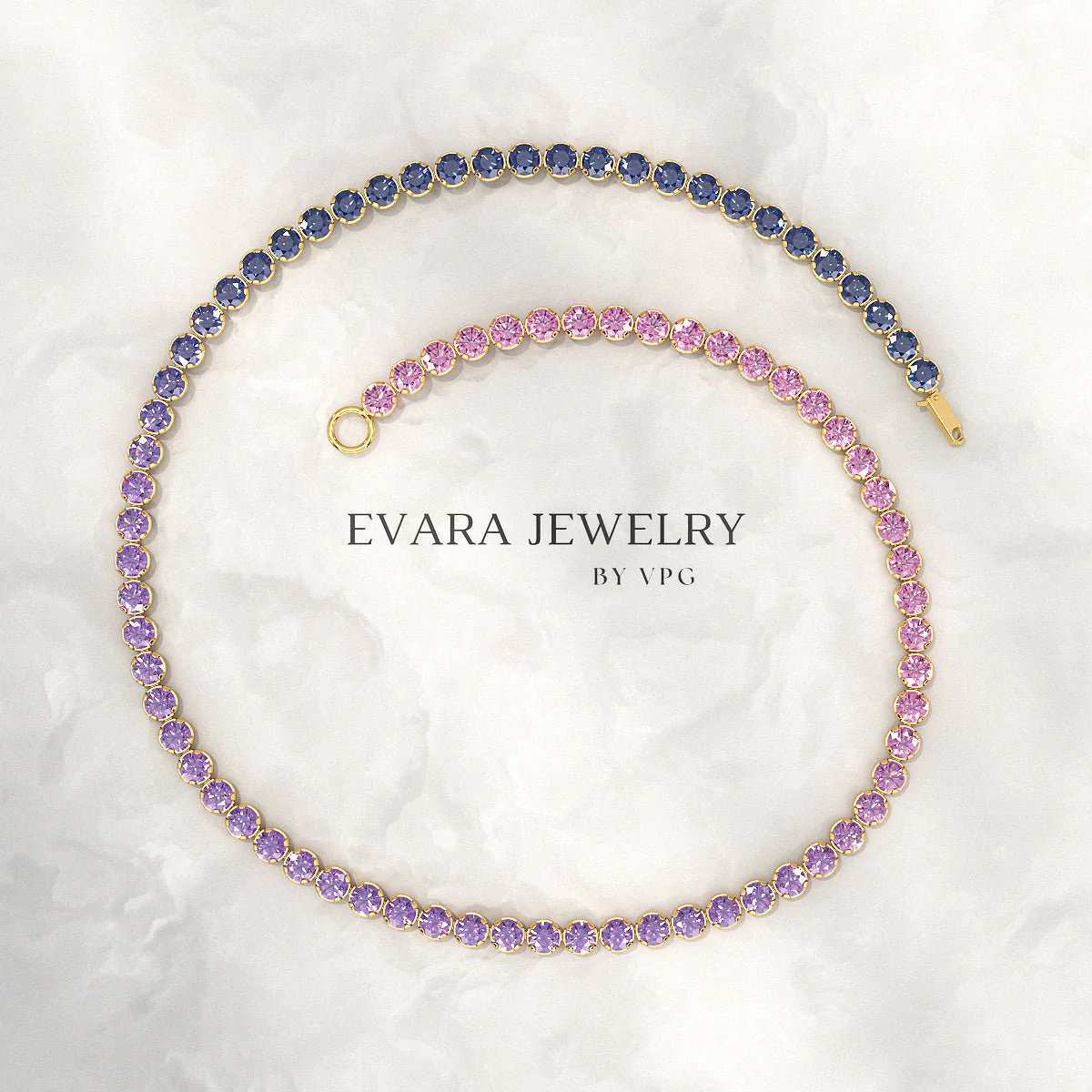 1.94 Carat Sapphire & Amethyst Tennis Bracelet - Natural Sapphire & Amethyst in Solid 18K/14K Gold - Image 3