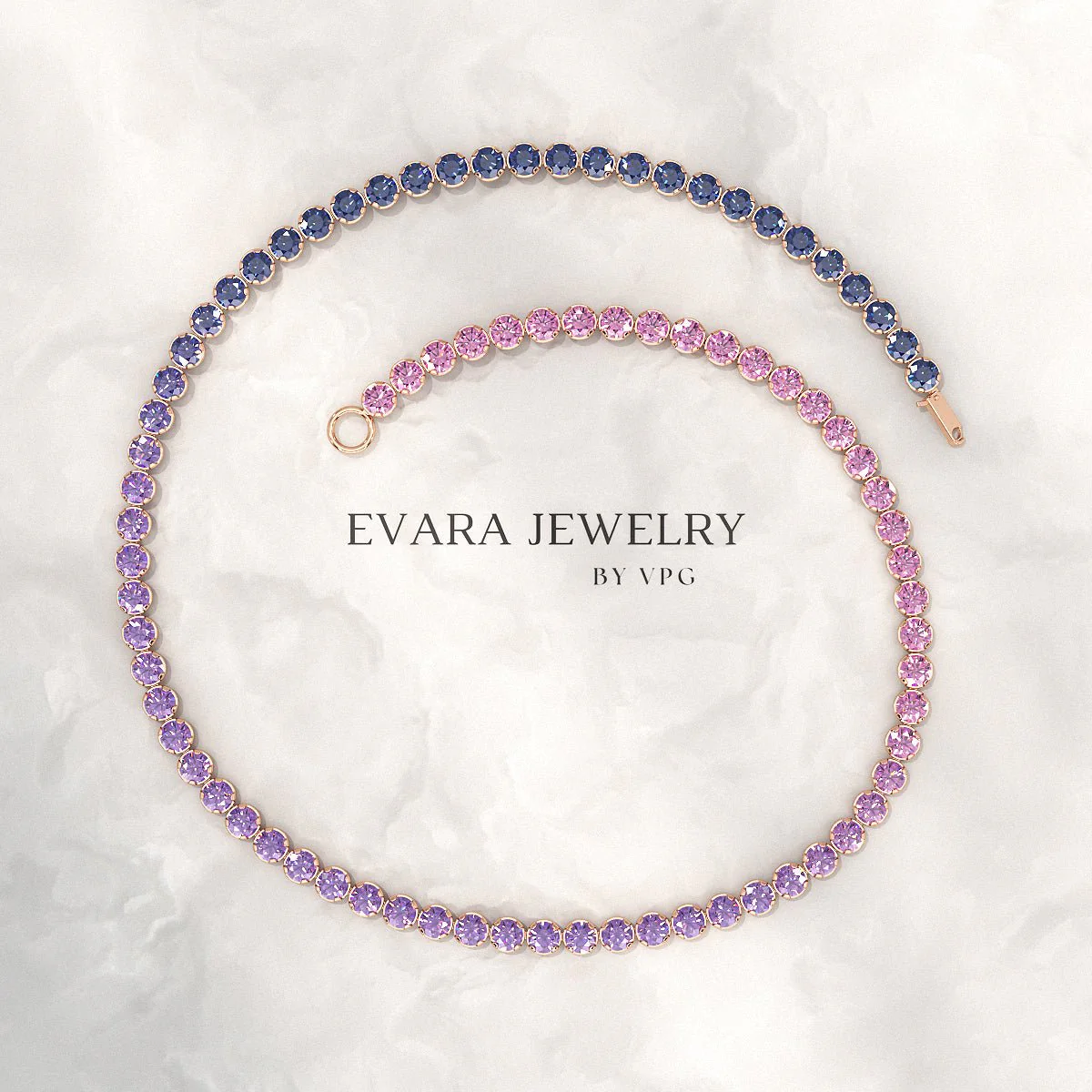 1.94 Carat Sapphire & Amethyst Tennis Bracelet - Natural Sapphire & Amethyst in Solid 18K/14K Gold - Image 8