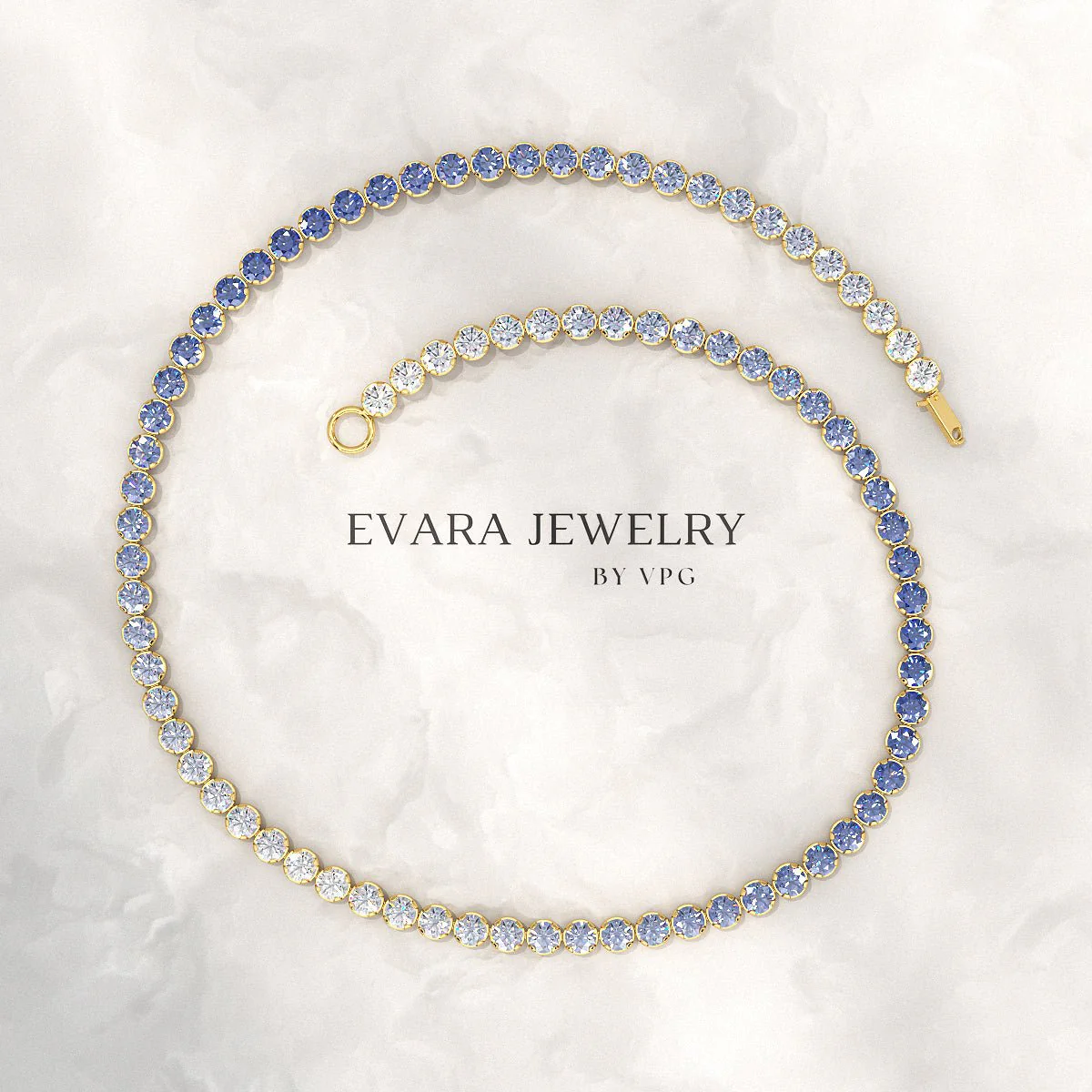 1.96 Carats Ombre Blue Sapphire Tennis Bracelet - Natural Sapphire in Solid 18K/14K Gold - Image 6