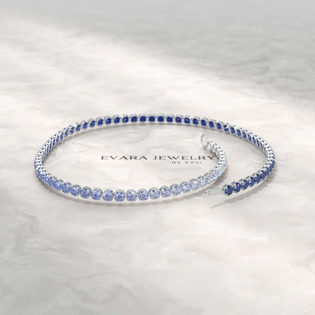 1.96 Carats Ombre Natural Blue Sapphire Tennis Bracelet in Solid 14K/18K Gold - Image 3