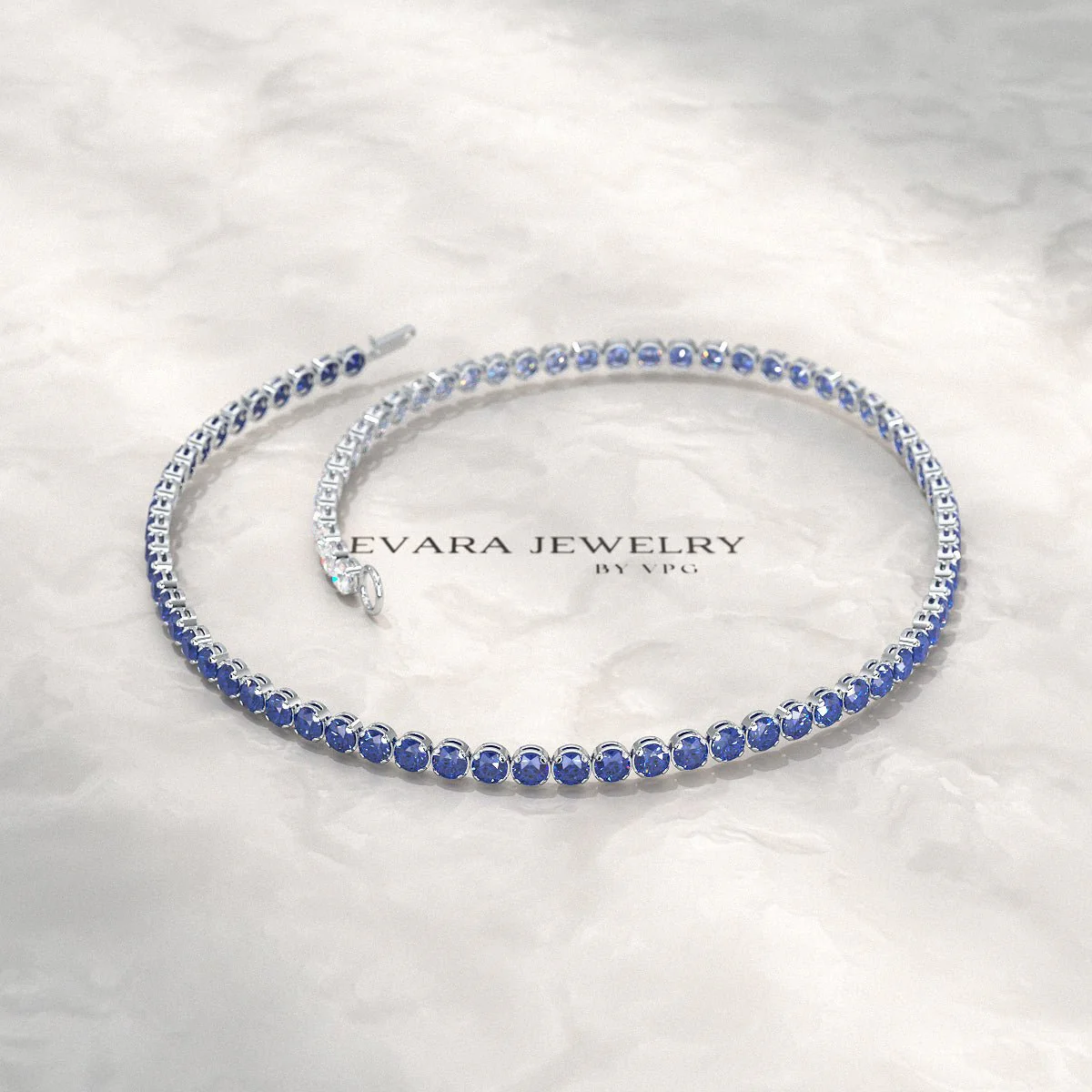 1.96 Carats Ombre Natural Blue Sapphire Tennis Bracelet in Solid 14K/18K Gold - Image 5