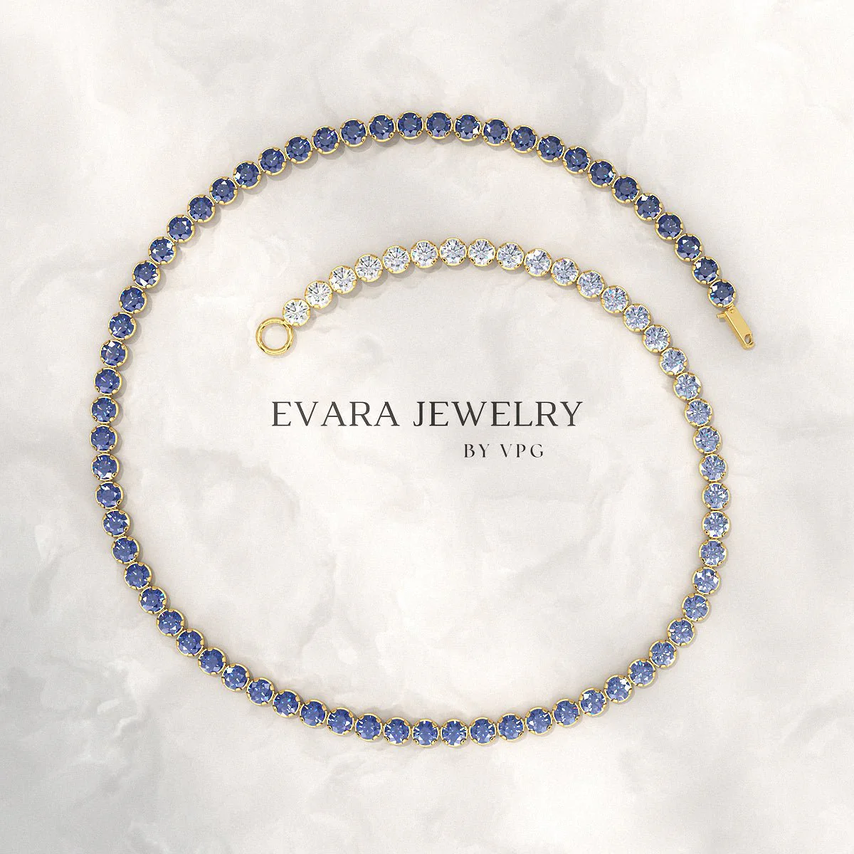 1.96 Carats Ombre Natural Blue Sapphire Tennis Bracelet in Solid 14K/18K Gold - Image 6