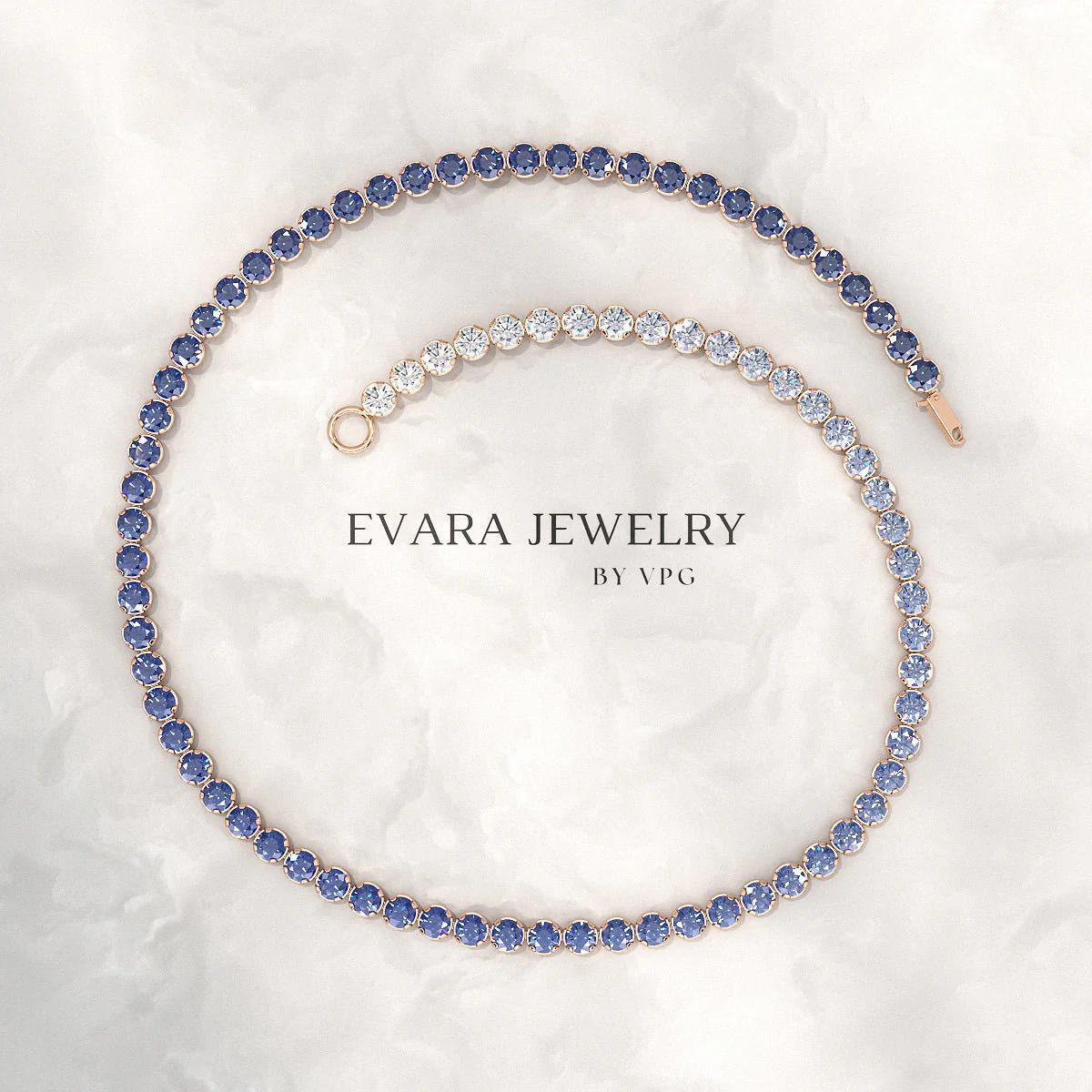 1.96 Carats Ombre Natural Blue Sapphire Tennis Bracelet in Solid 14K/18K Gold - Image 8