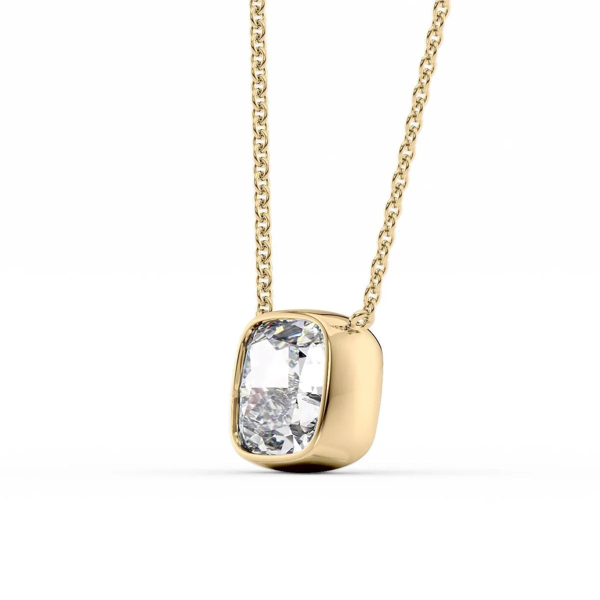 1 Carat Cushion Cut Diamond Bezel Pendant Necklace - Image 5