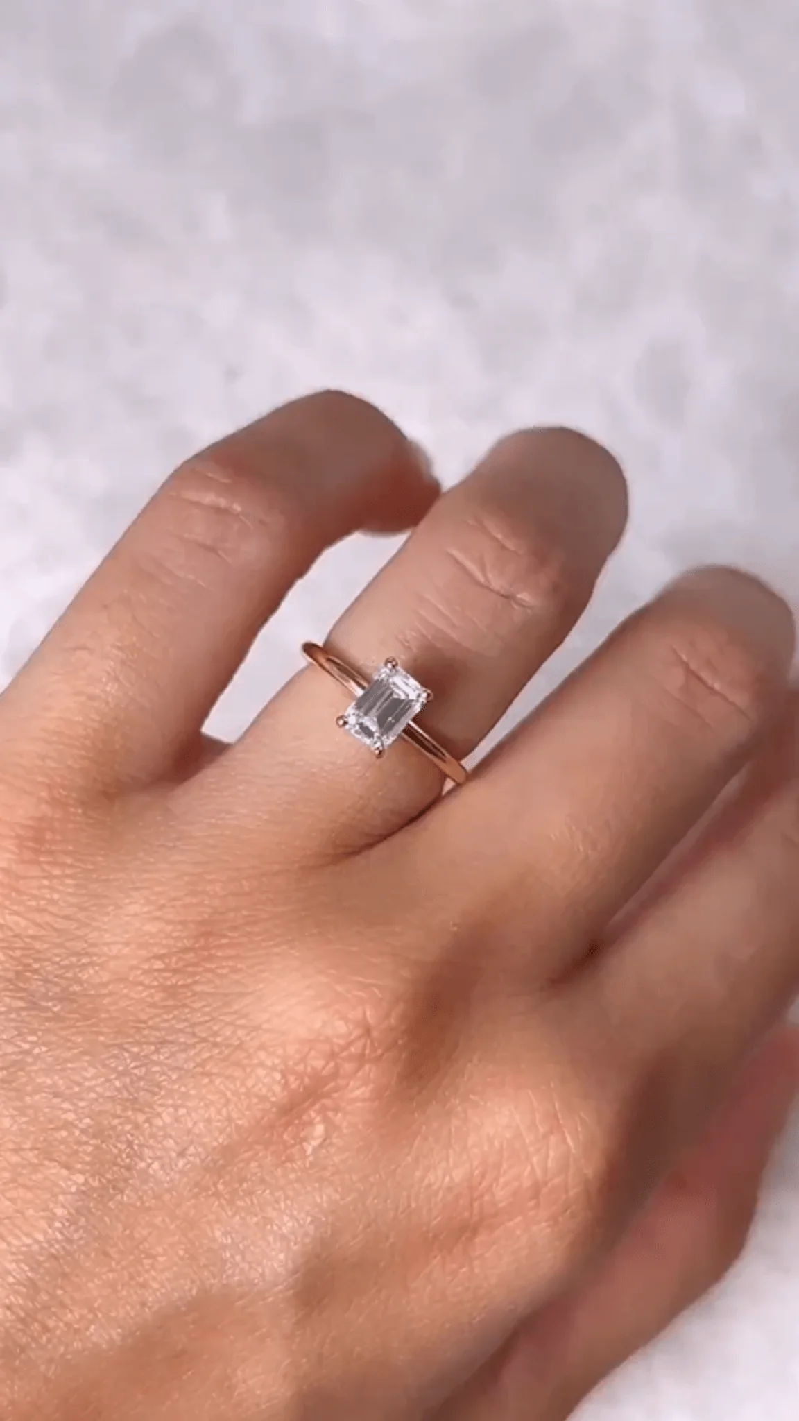 1 Carat Emerald Diamond Minimalist Ring with Hidden Halo in 14K Yellow Gold - Image 4