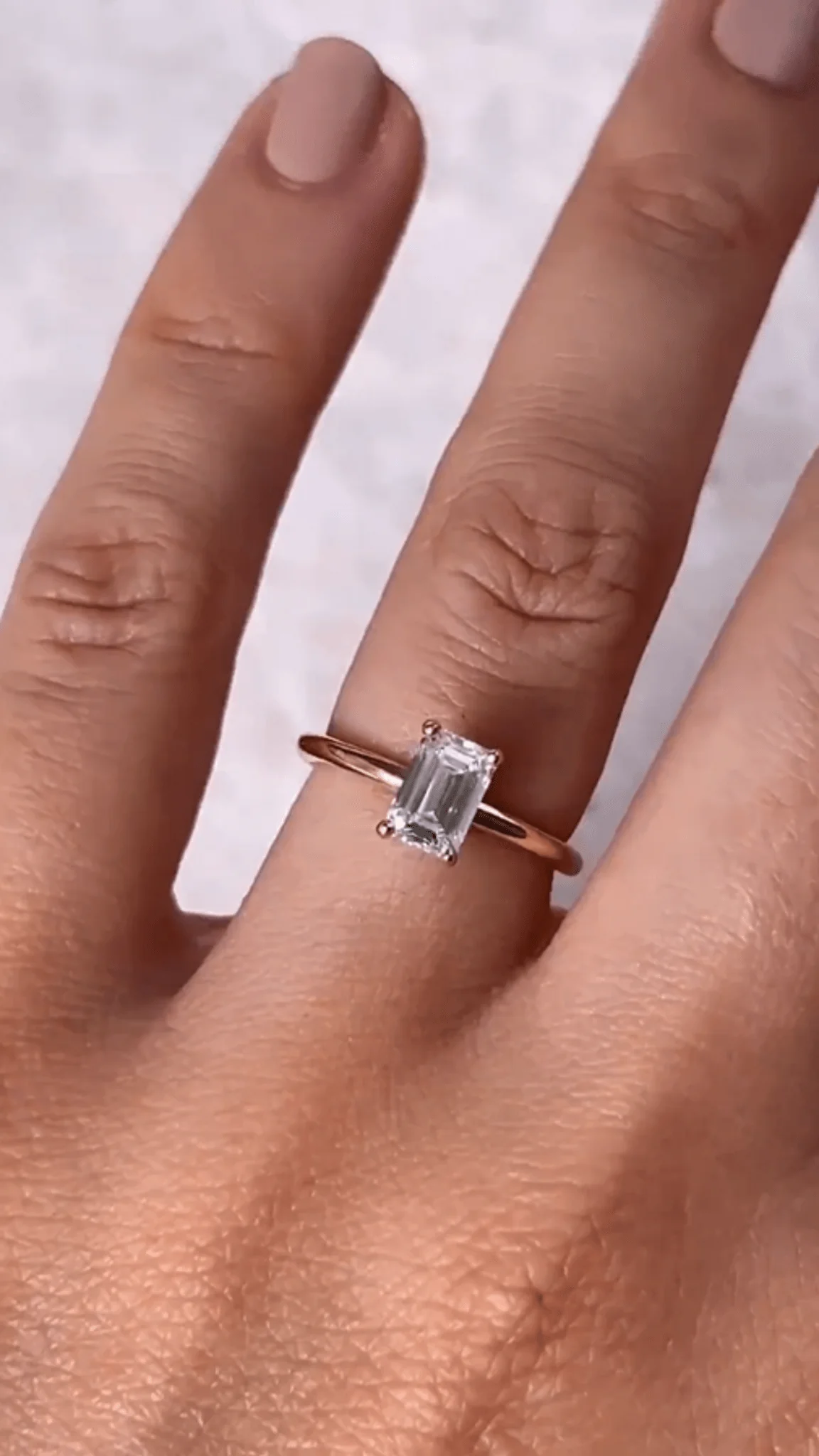 1 Carat Emerald Diamond Minimalist Ring with Hidden Halo in 14K Yellow Gold - Image 9