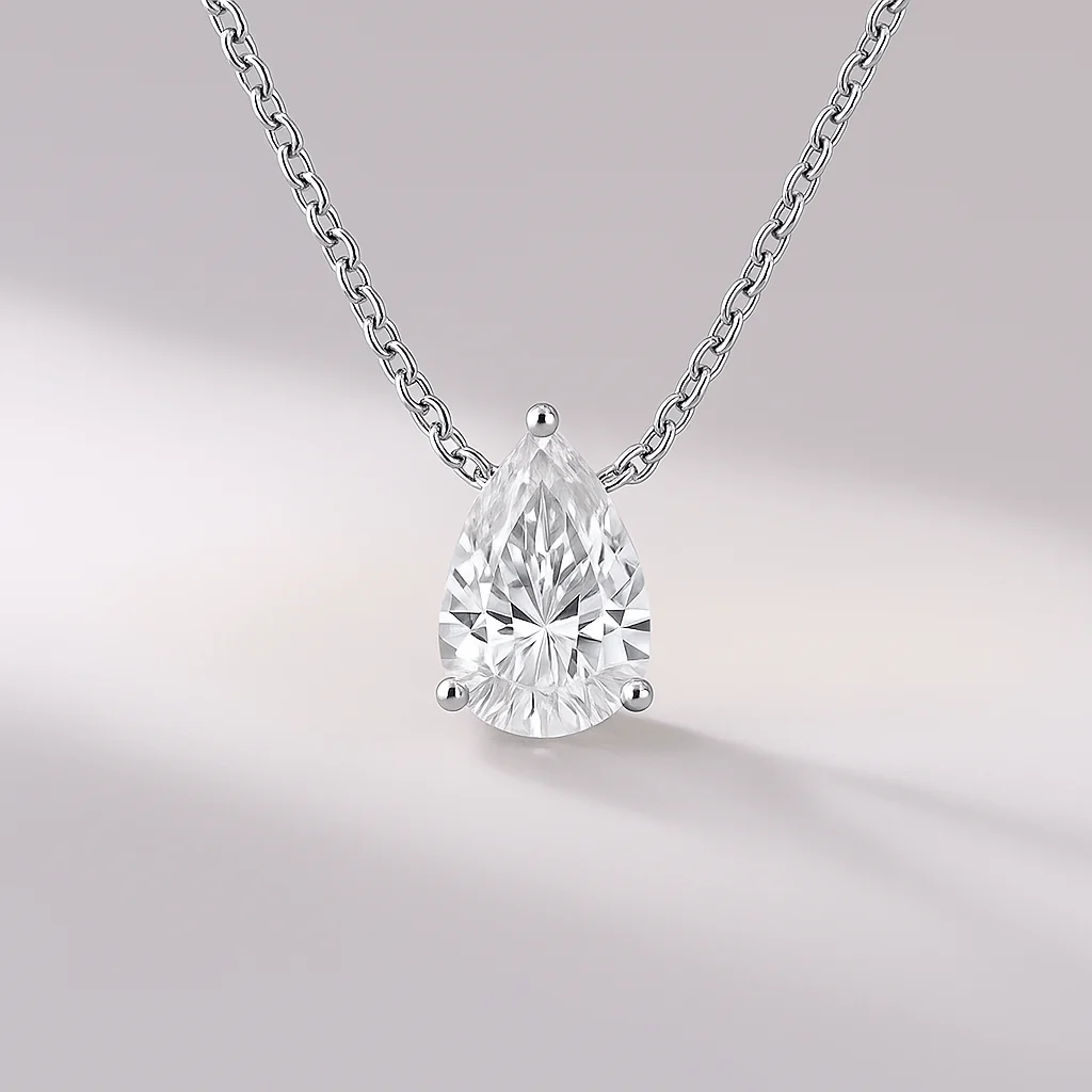 1 Carat Pear Diamond Solitaire Pendant Necklace - Image 5