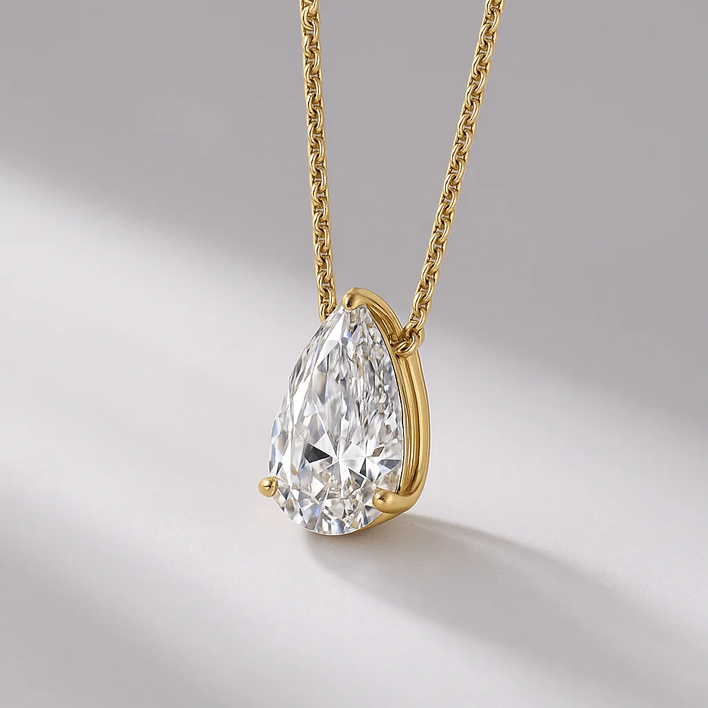 1 Carat Pear Diamond Solitaire Pendant Necklace - Image 7